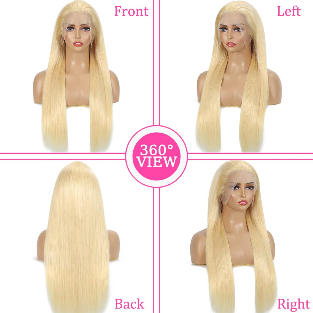 LETMIEO 30 Inch 613 Lace Front Wig Human Hair Blonde 13X6 HD Transparent Lace Front Wigs Human Hair 180% Density Blonde Glueless Wigs 613 HD Straight Lace Frontal Wig Pre Plucked