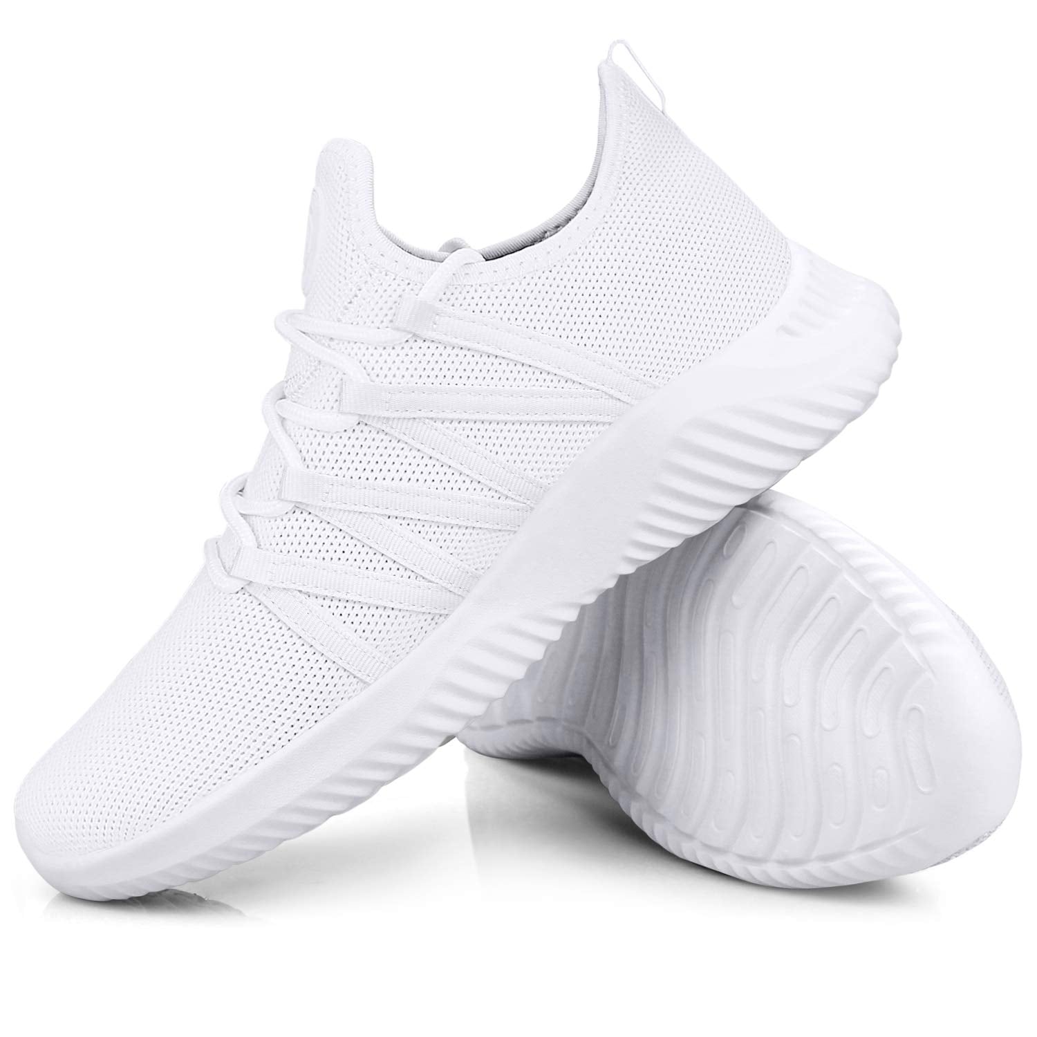 Feethit Mens Slip On Running Shoes Breathable Lightweight Comfortable Fashion Non Slip Sneakers for Men, White, 11