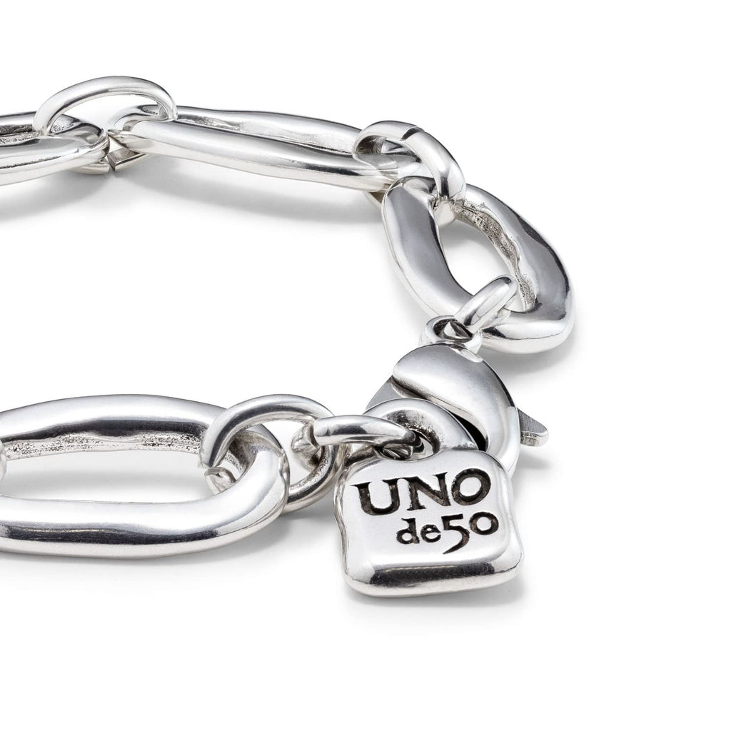 Uno de 50 AWESOME Oval Link Chain Bracelet, Sterling Silver Plated