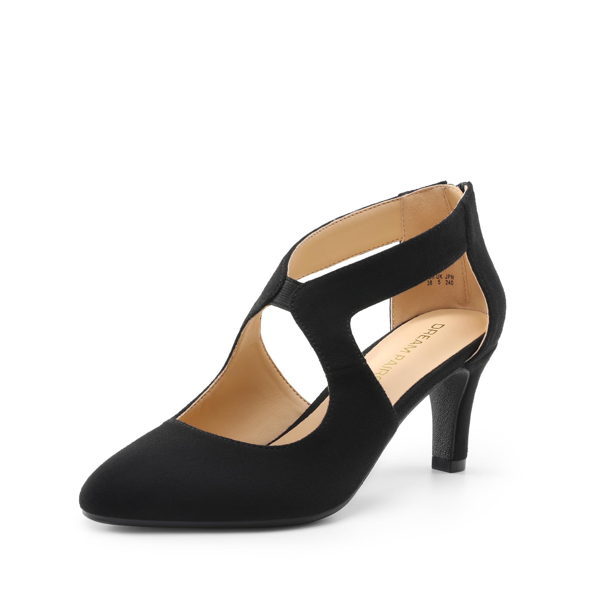 DREAM PAIRS Women's Pumps Closed Pointed Toe Kitten Heels Elegant Party Wedding Dress Shoes for Women,Size 8,Black,DWUMPU2501