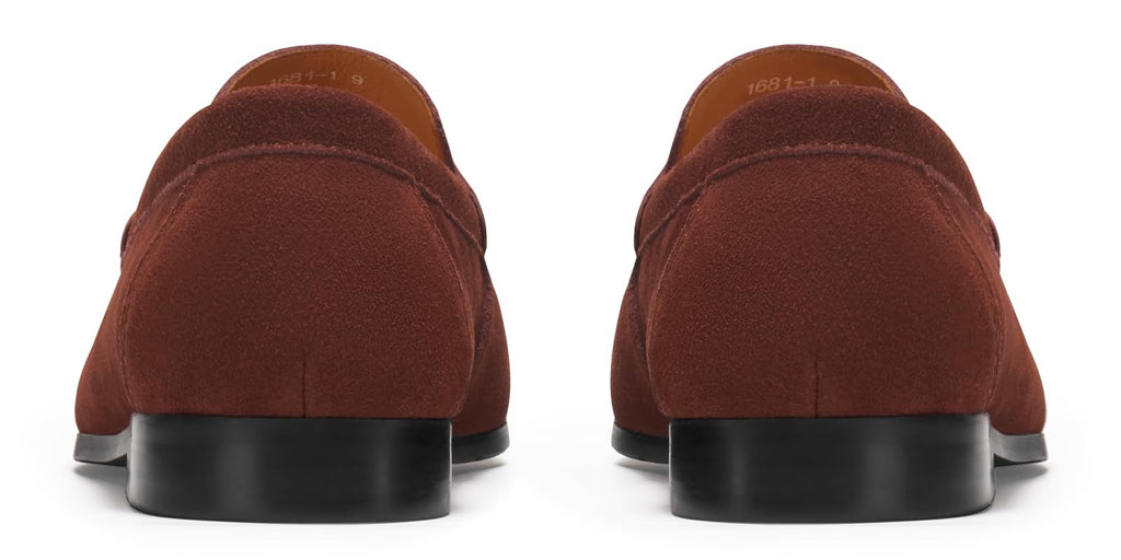 Journey West Suede Slip-on Penny Loafers Shoes for Men Brown US 8.5