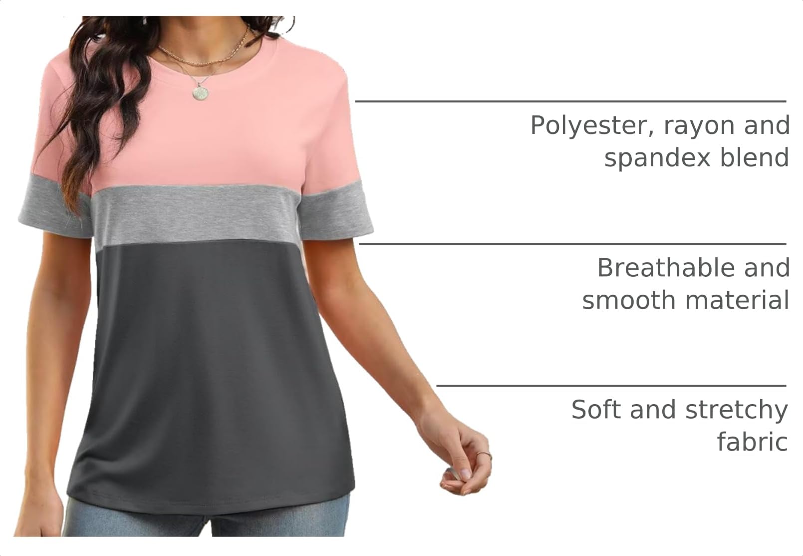 Minetom Womens Color Block T Shirts Short Sleeve Tops Summer Tees