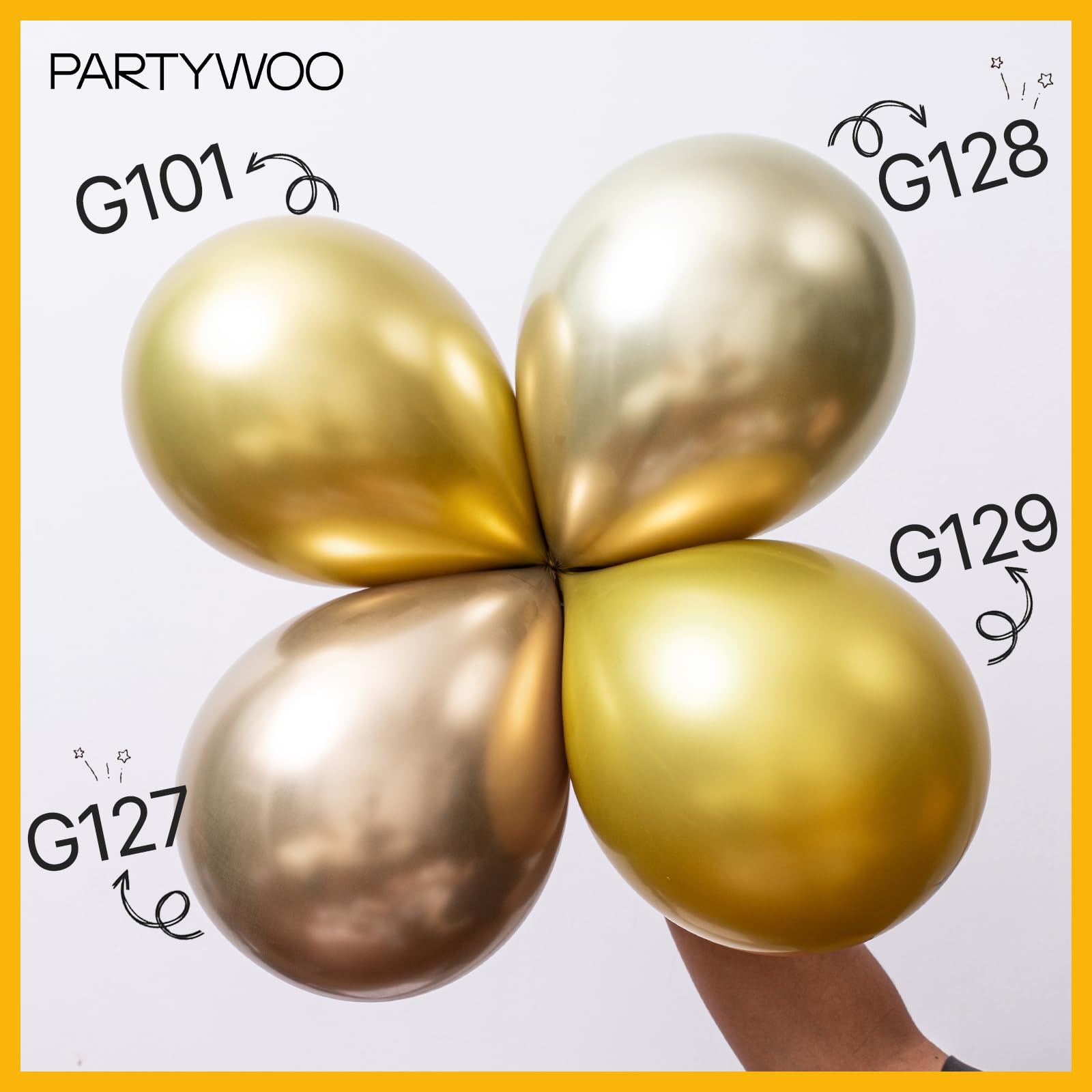 PartyWoo Gold Balloons 127pcs Different Sizes of 36 18 12 10 5 Inch Gold Balloon Arch Kit Garland for Birthday Wedding Anniversary Baby Shower Graduation Retirement Casino Party Decorations Gold-G101