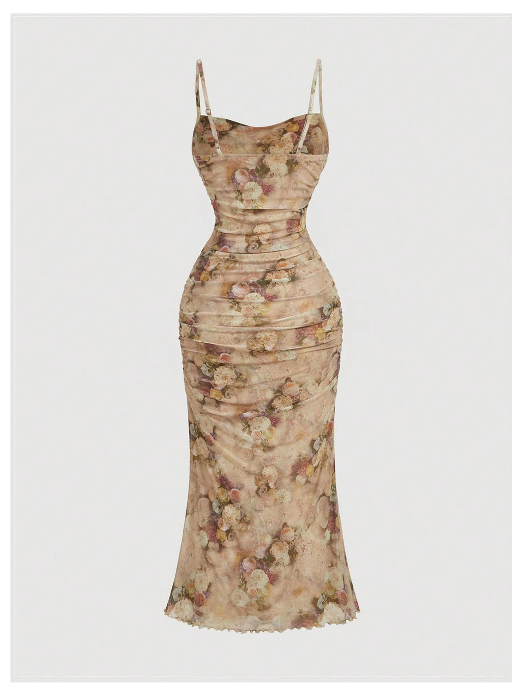 GORGLITTER Women's Floral Spring Summer Wedding Guest Dress Bridal Shower Cocktail Tea Party Beach Midi Sun Dress 2026 Brown Small