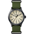 Timex Men's Expedition Scout 40mm Watch – Black Case Cream Dial with Green Fabric Strap
