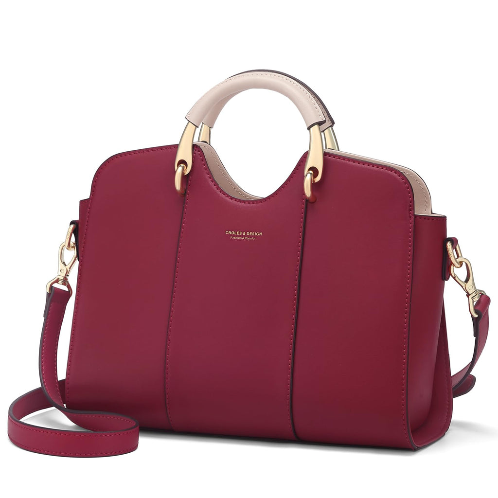 Cnoles Satchel Bag for Women Fashion Leather Ladies Top Handle Tote Shoulder Bag Purses and Handbags Red