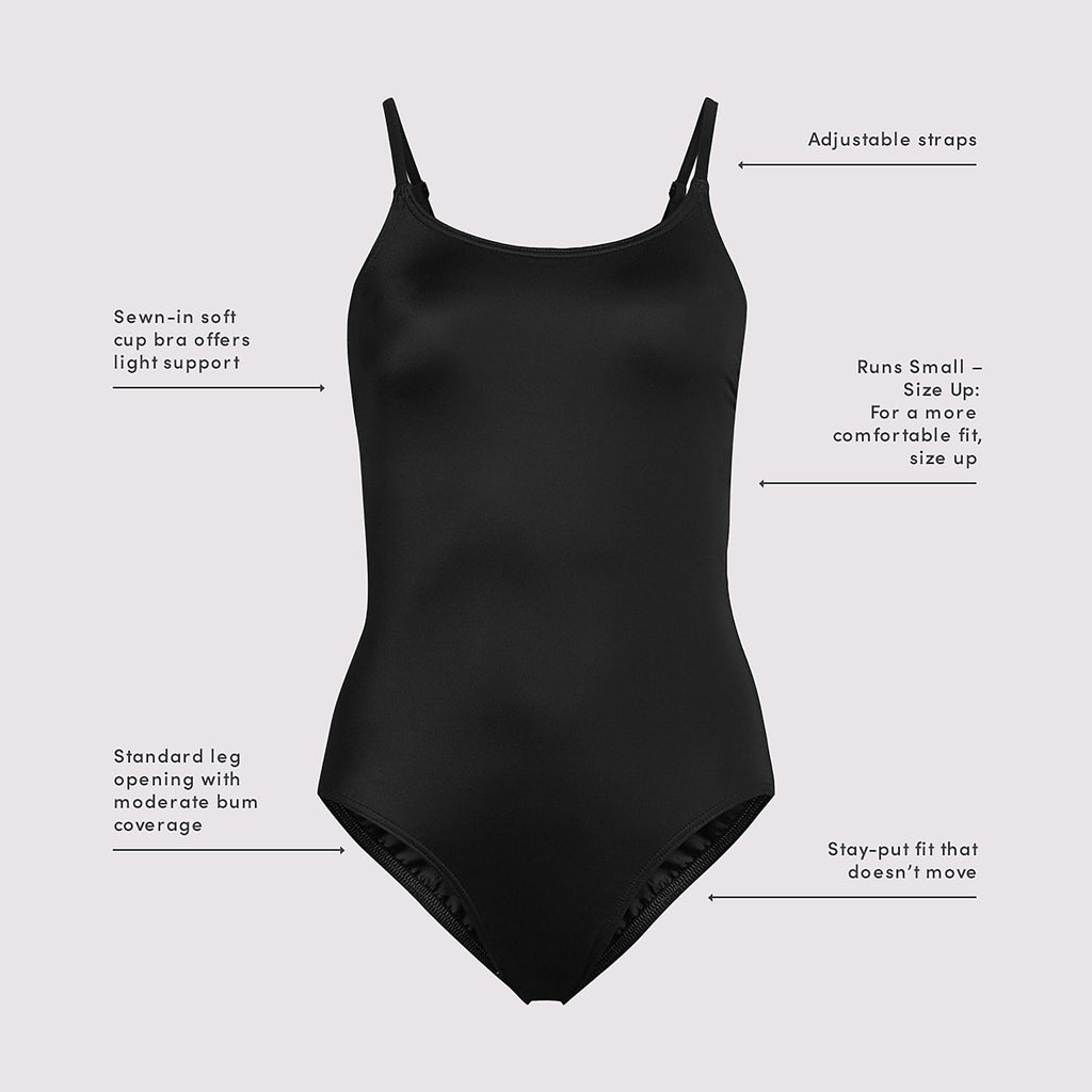 Lands' End Women's Tugless Thin Strap One Piece Swimsuit 2 Black