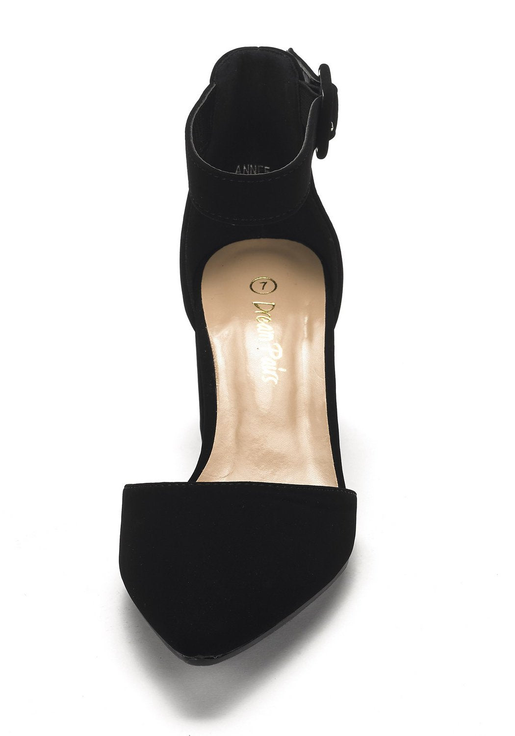 DREAM PAIRS ANNEE Pointed Toe Low Chunky Heels Pump Shoes,Size 10,Black/Nubuck,ANNEE