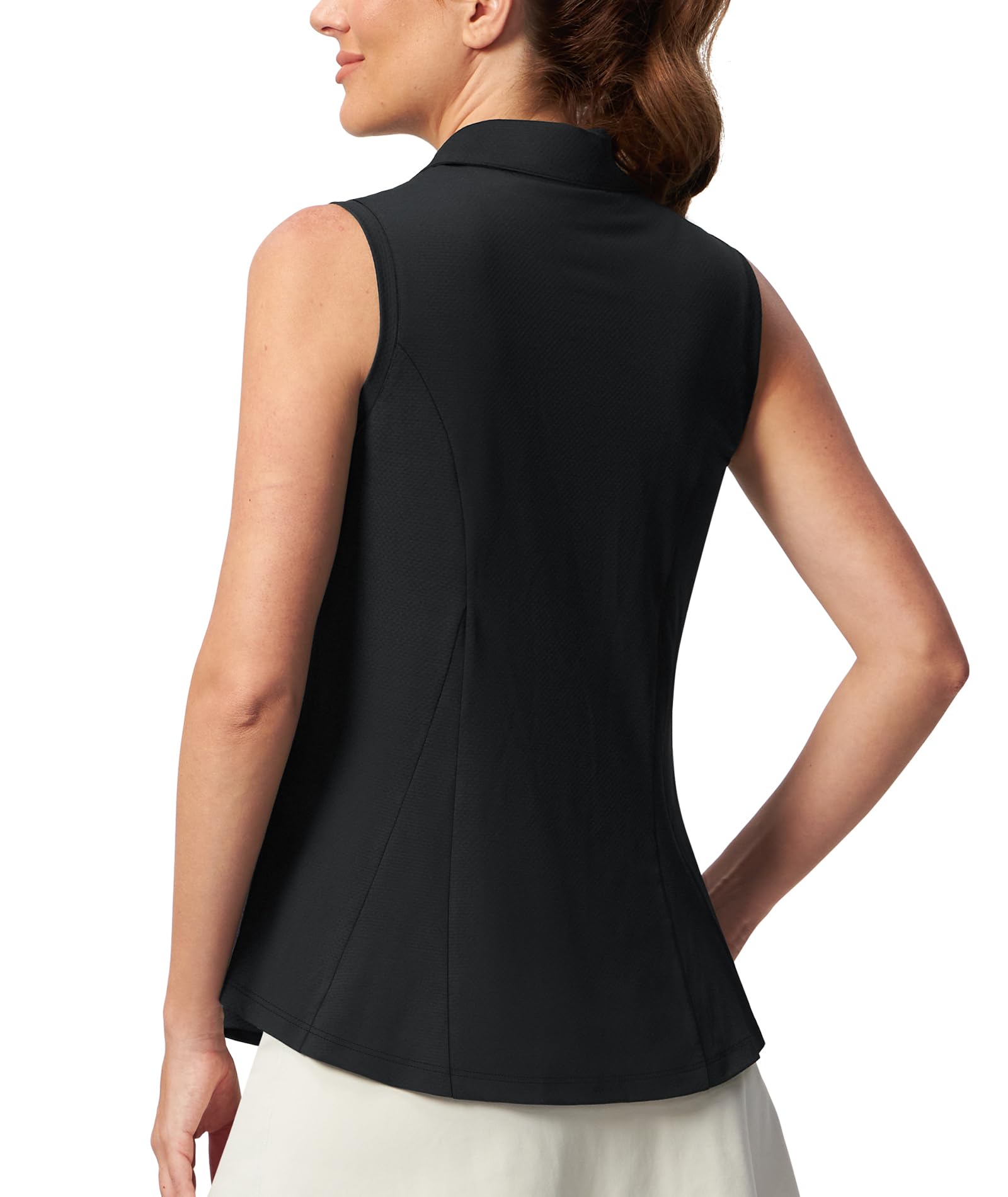Casei Women's Sleeveless Golf Polo Shirts No-Tuck Peplum with Sunglass Loop
