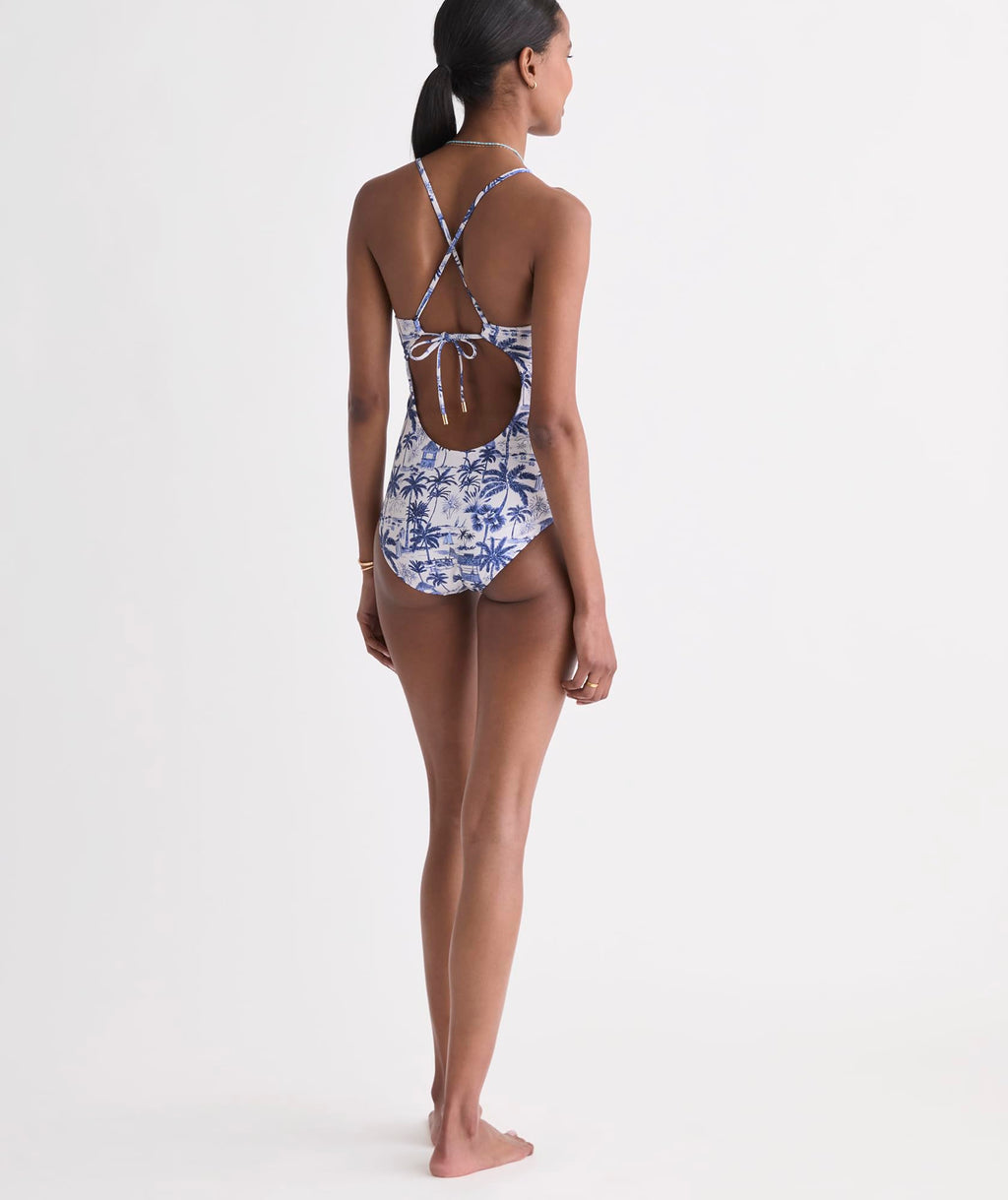 vineyard vines Sconset One-Piece, Beach Navy Print, XS