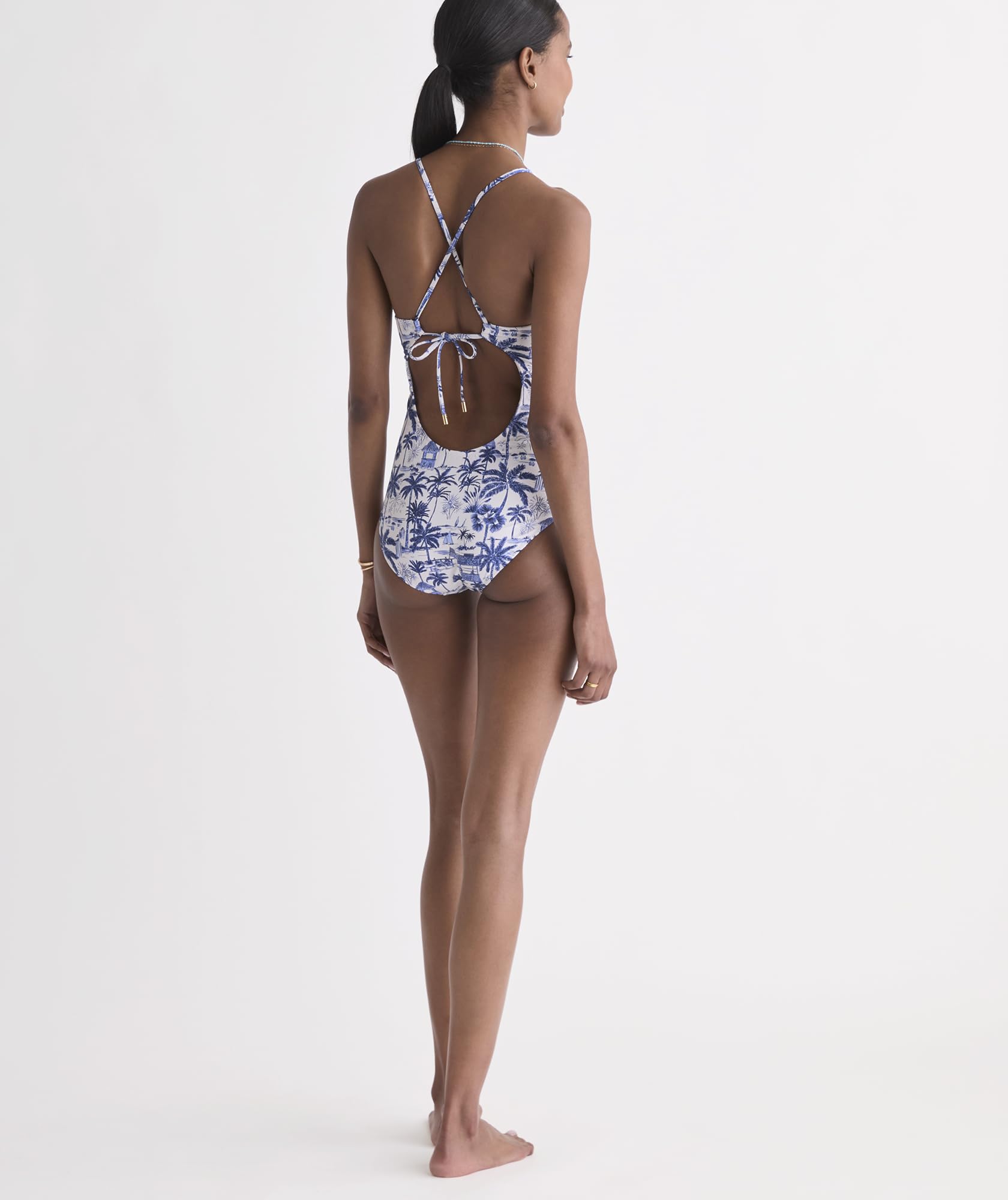 vineyard vines Sconset One-Piece, Beach Navy Print, XS