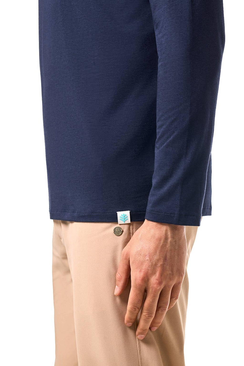 Coolibar UPF 50+ Men's Long Sleeve T-shirt - Sun Protective , Navy , Large