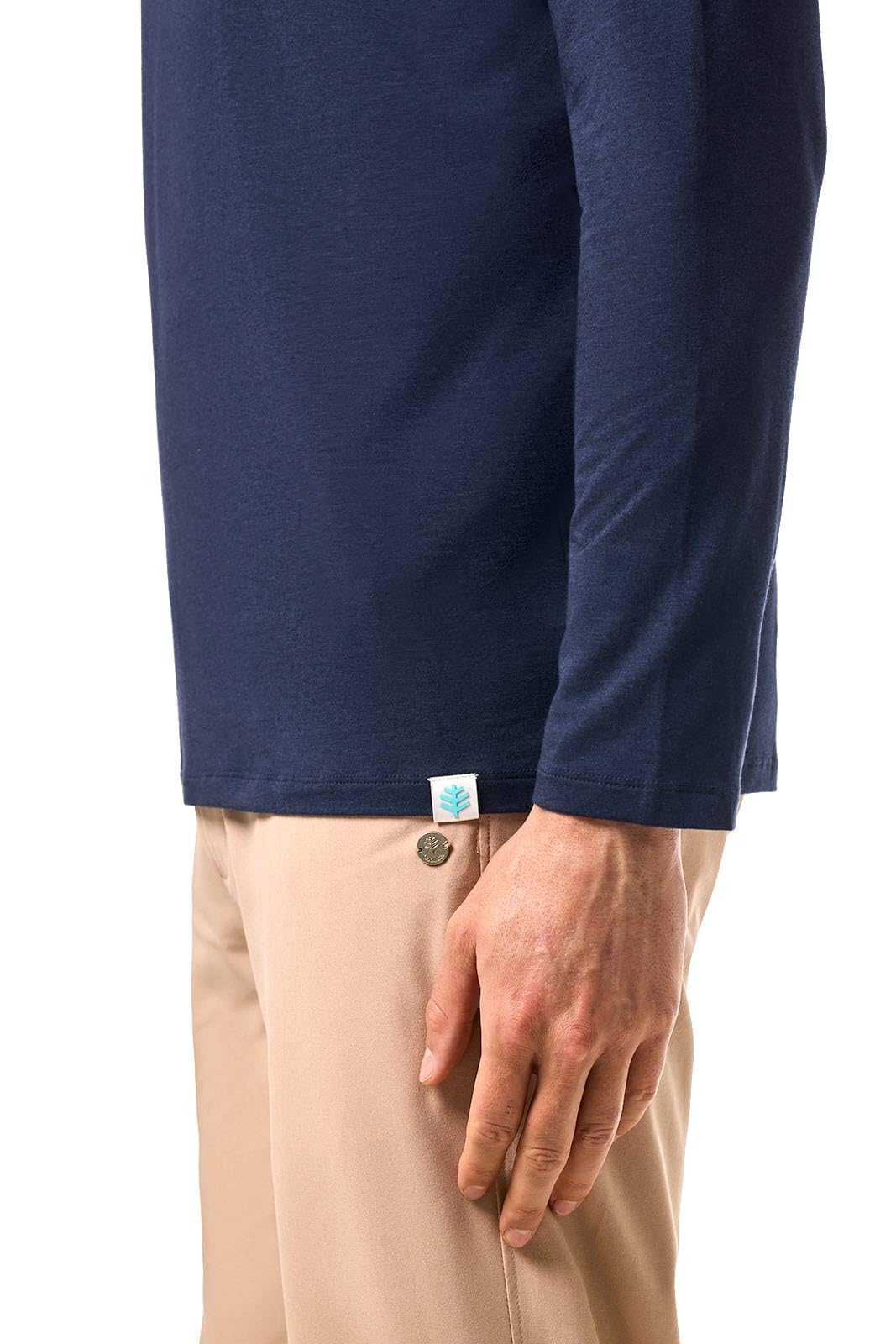 Coolibar UPF 50+ Men's Long Sleeve T-shirt - Sun Protective , Navy , Large