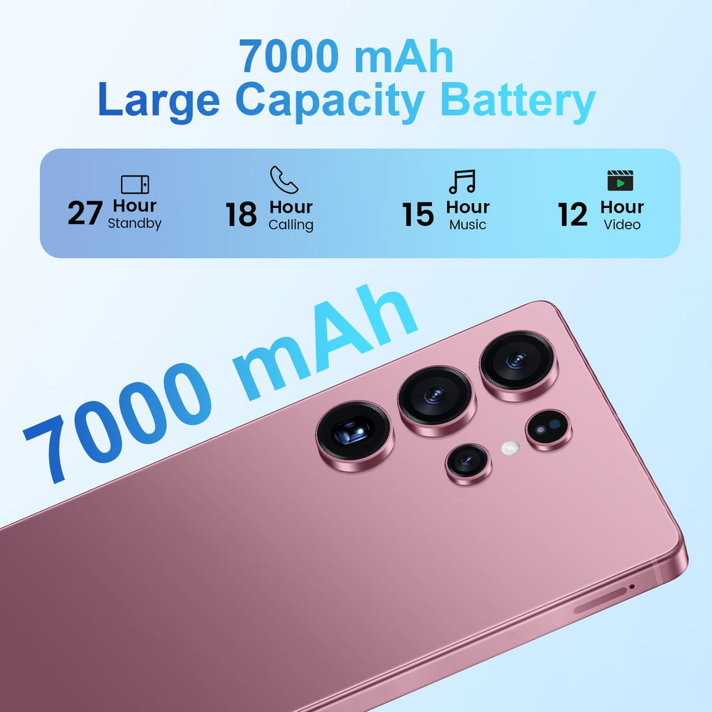 Fadnou I25 Ultra Unlocked Cell Phone, Built in Pen, Smartphone Battery 7000mAh, 6.99" HD Screen Unlocked Phones, 16+512GB 5G The Phone Android 14, Face ID/Fingerprint Lock/GPS (Rose Gold)