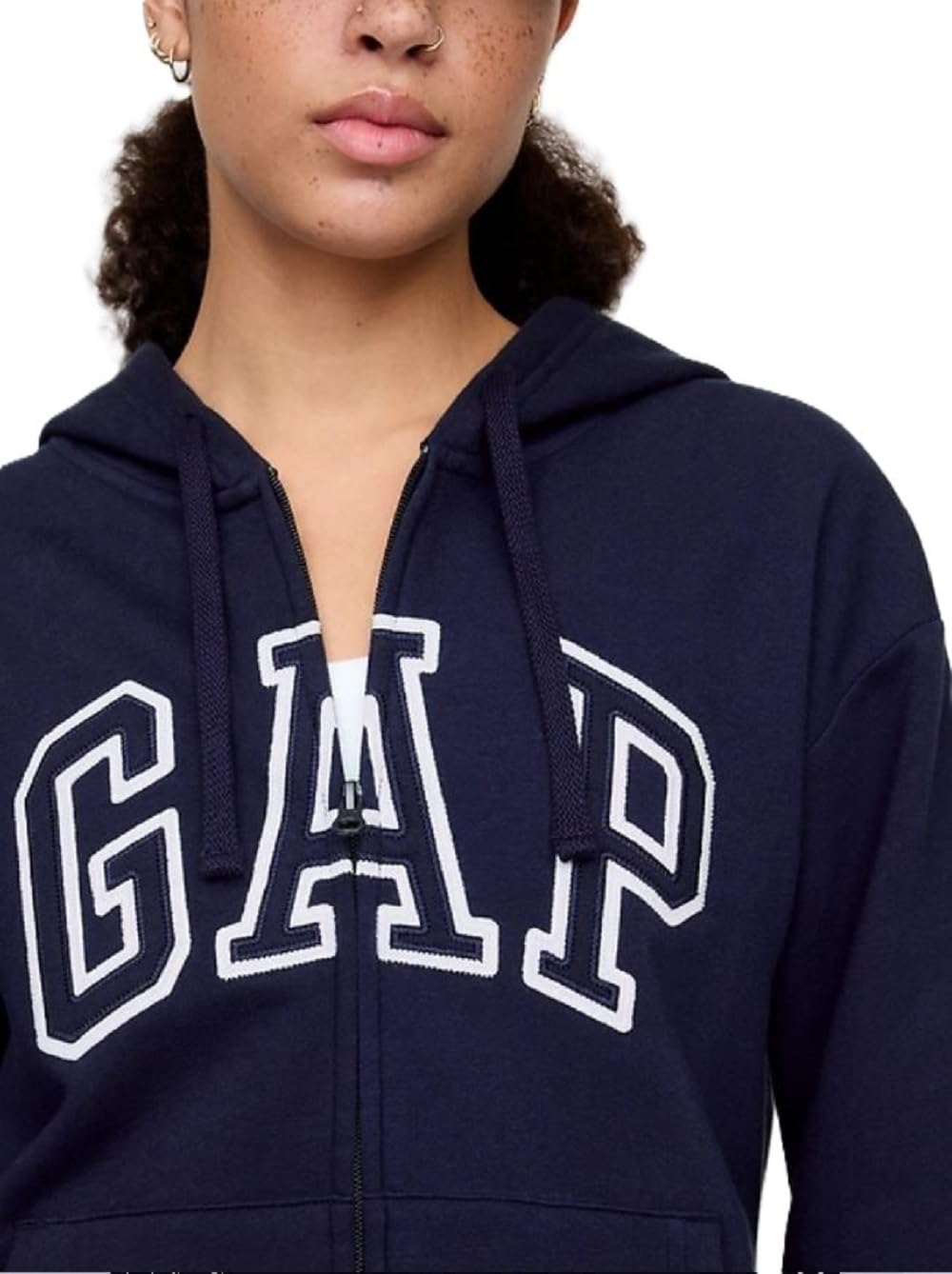 GAP Women's Logo Hoodie Hooded Full Zip Sweatshirt Navy Uniform II M