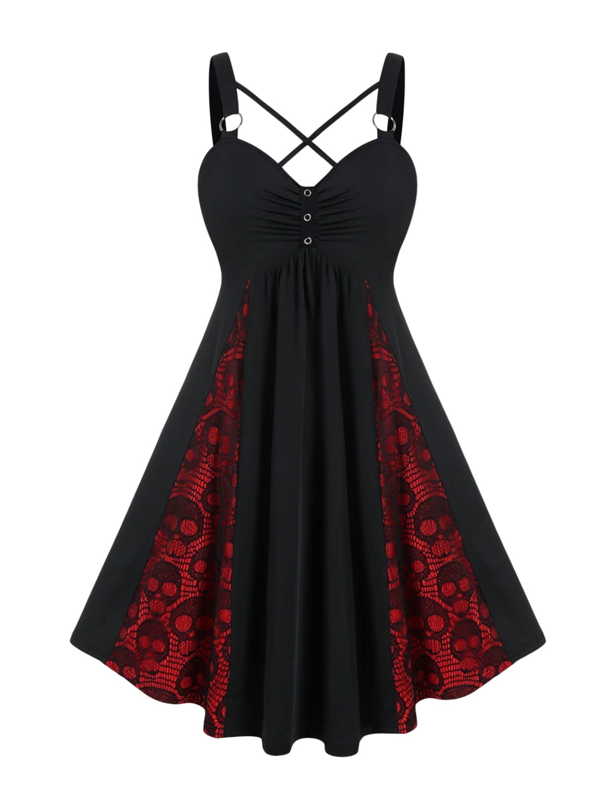 ROSE GAL Womens Plus Size Dresses Sleeveless Wrap V-Neck Gothic Vintage 50S Spaghtti Strap Swing Maxi Dress(Black_24/2X)