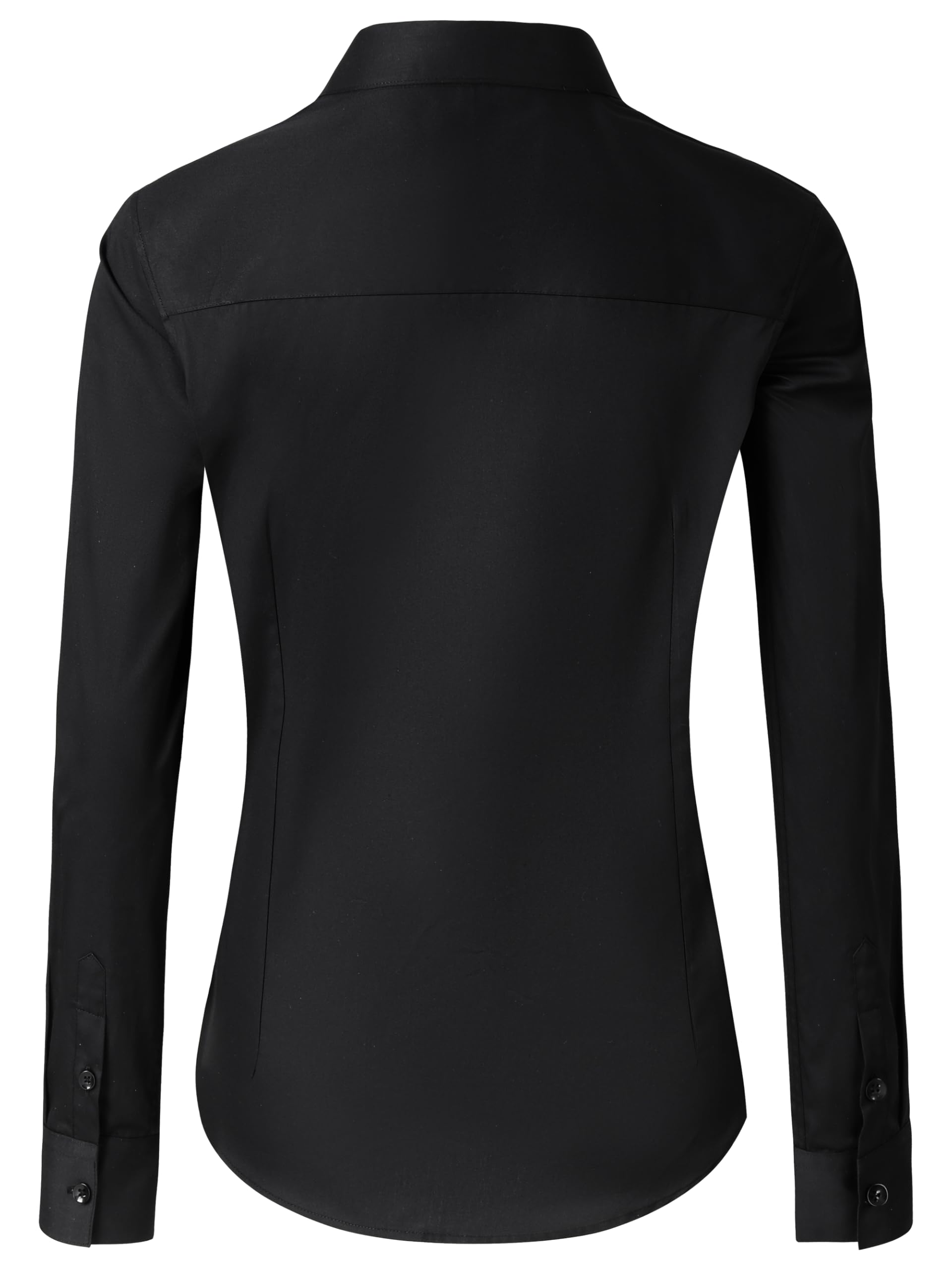 CUNLIN Blouses & Button-Down Shirts Women Cotton Collared Long Sleeve Dressy Casual Tops Womens Oxford Button up Down Dress Shirt Collar Work Office Blouse Vneck Tunic top Plus-Size 2X Black Size XXL