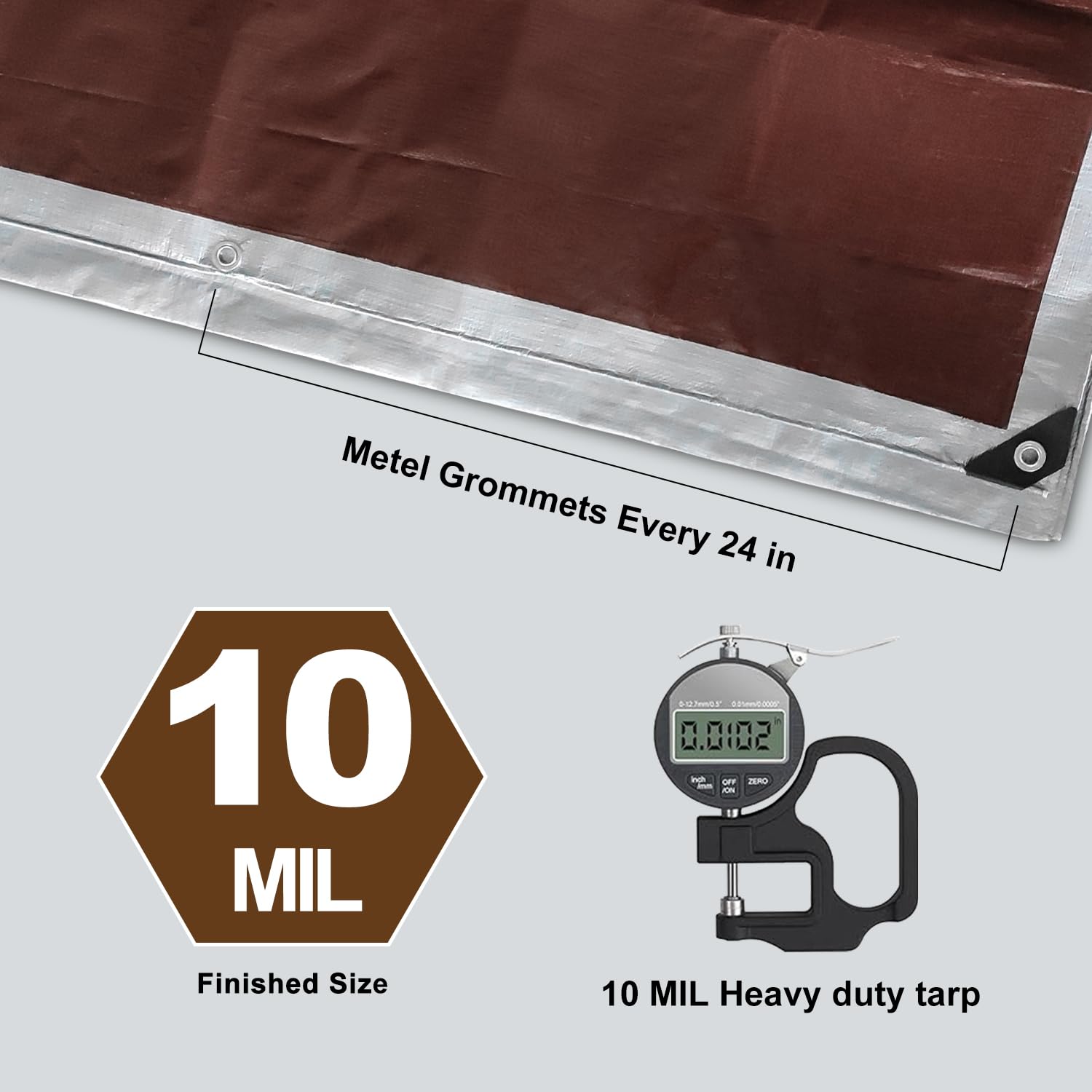 Tarps Heavy Duty Waterproof 10’ X 12’, 10 Mil Multipurpose Poly Tarp Cover, tarp Waterproof UV Resistant Tear&Fade Resistant, Outdoor Tarpaulin for Roof, Camping, Patio, Pool, Boat, Car