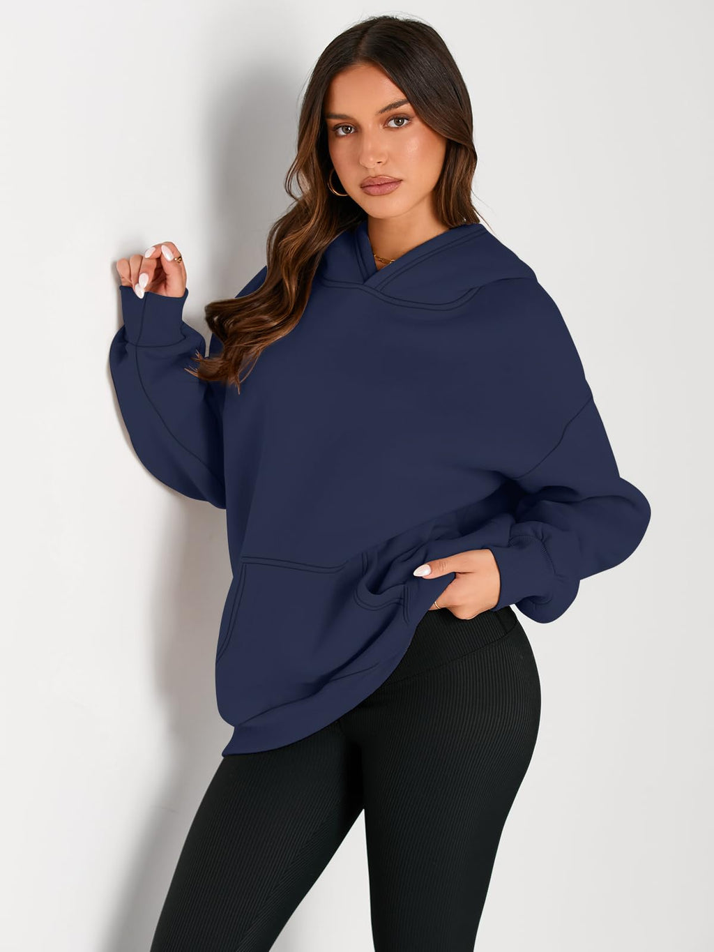 Trendy Queen Womens Oversized Hoodies Fleece Sweatshirts Fall Fashion Pullover Sweaters Winter Clothes Navy M