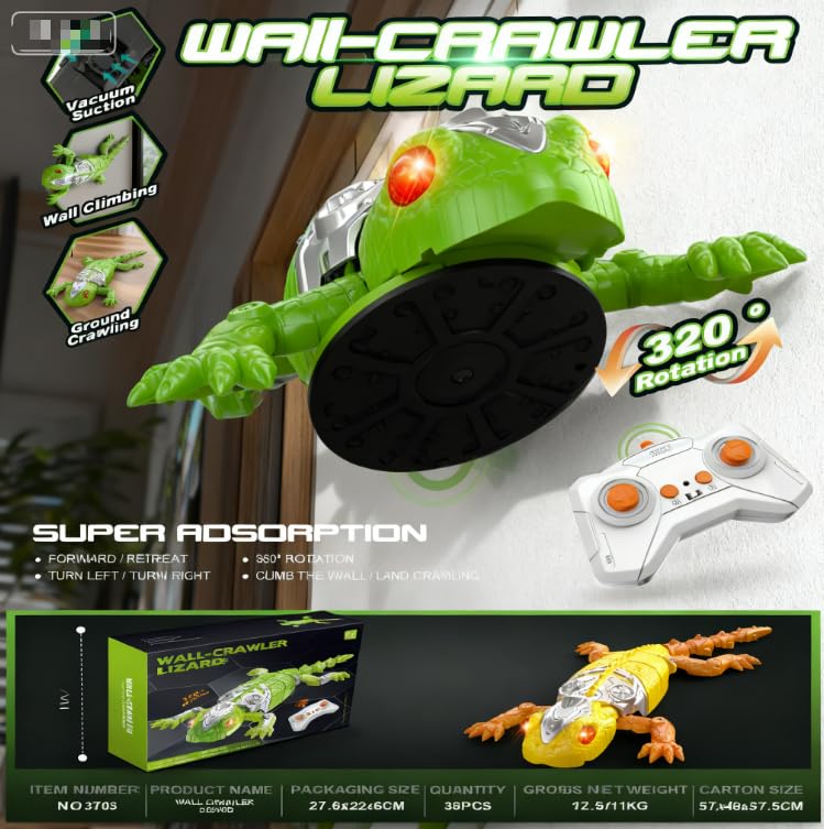 TUVBPK 2026 Wall Climbing Gecko Lizard, Robot Geckos Lizards Rechargeable Remote Control Car Toy RC Cars Toys for Kids RC Crawler for Boys & Girls Ages 6 & Up Christmas Birthday Gifts (Orange)