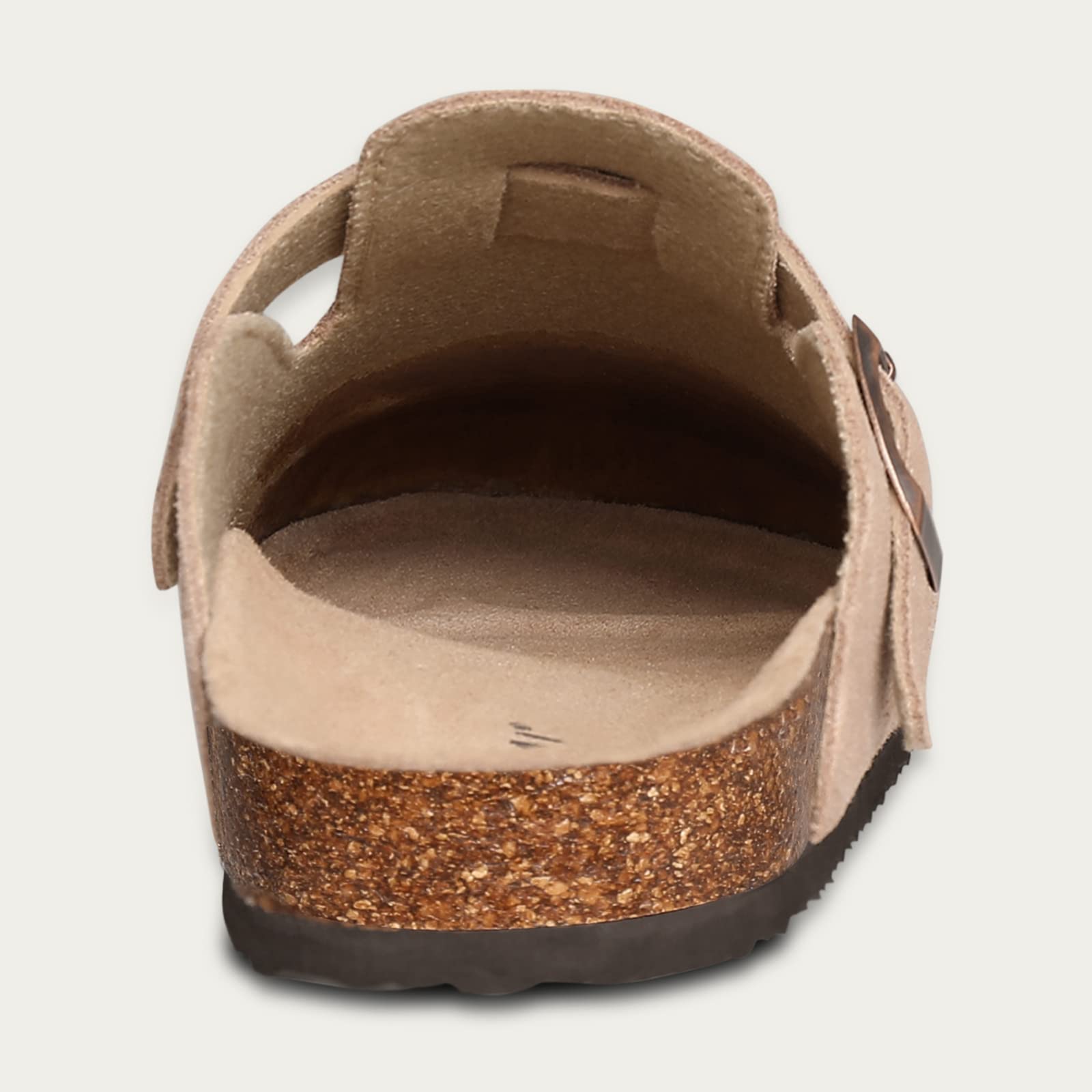 KIDMI Genuine Suede Clogs for Women Cork Footbed Sandals Leather Mules Potato Shoes with Arch Support Taupe 41 (Size 9-9.5)