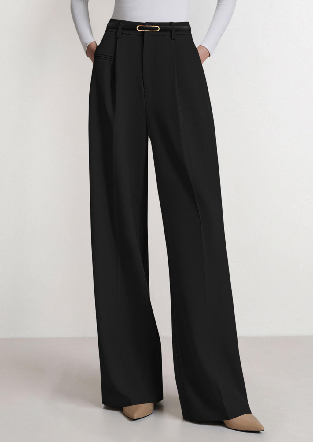 PRETTYGARDEN Womens Wide Leg Dress Pants 2026 Business Casual Flowy Work Palazzo Pants High Waisted Slacks Trousers (Black,Small)