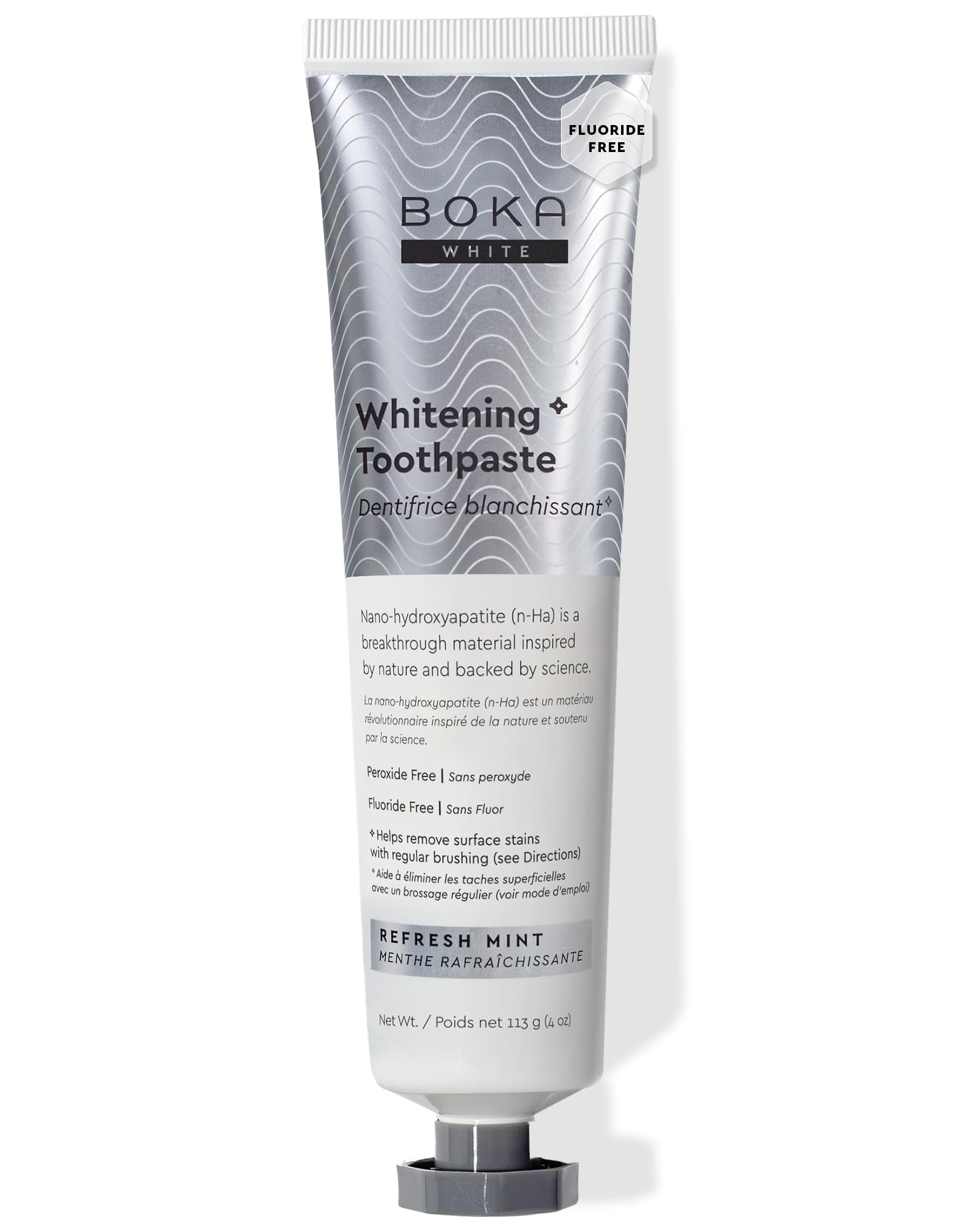 Boka Fluoride Free Toothpaste, Nano Hydroxyapatite Toothpaste, Appropriate for Sensitive Teeth, for Adult, Kids Oral Care - Whitening* Refresh Mint, 4 Fl Oz 1Pk US Manufactured