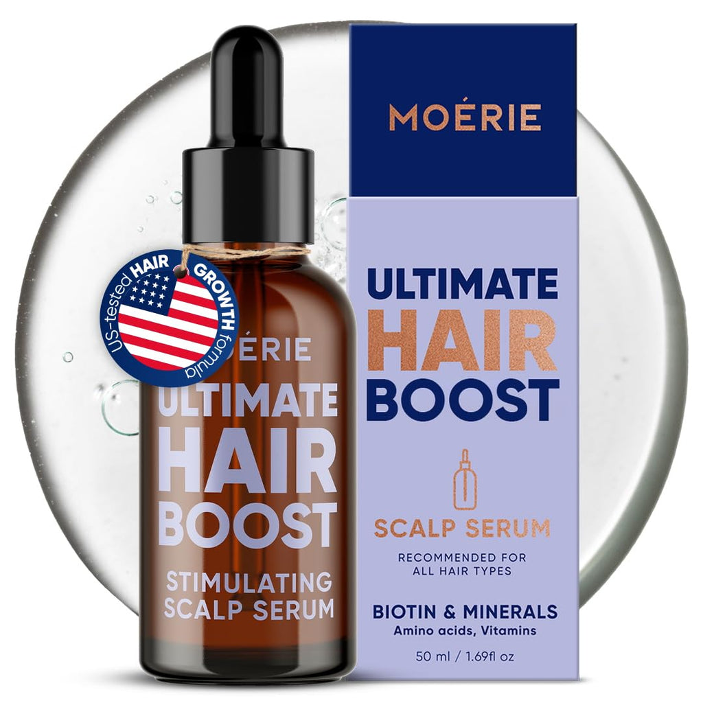 MOERIE Ultimate Hair Growth Serum for Natural Hair Regrowth & Thickening - Anti Thinning & Hair Loss Treatment for Women - Rapid Hair Growth Products - Scalp Oil Alternative - 1.69 fl oz / 50 ml