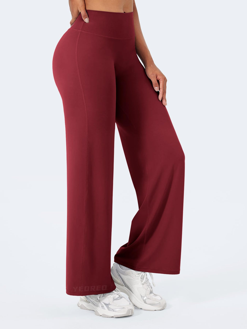 YEOREO Workout Leggings Womens No Front Seam Straight Leggings 29" High Waist Buttery Eddiy Gym Yoga Pants Ancora Red S