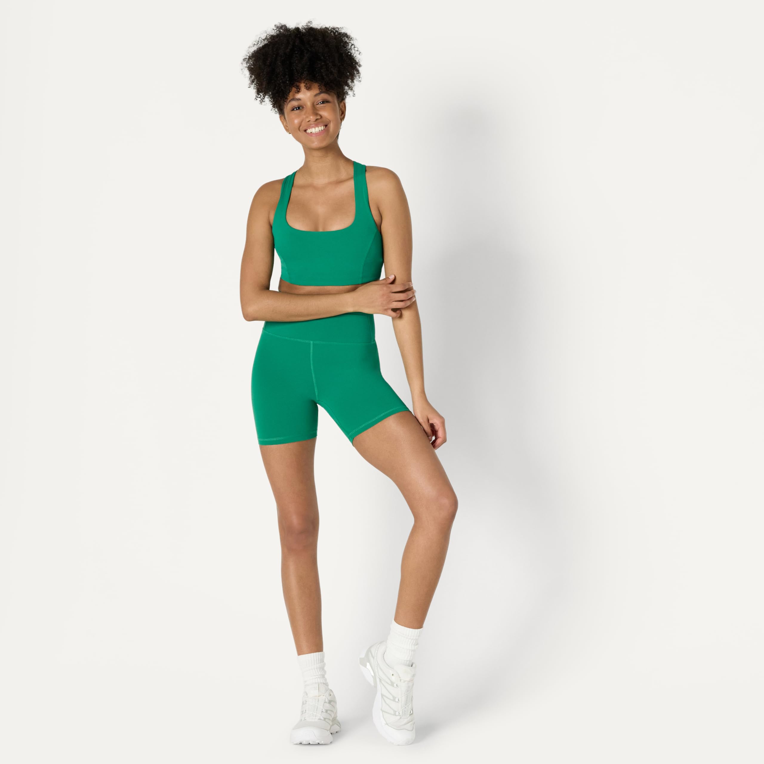 Amazon Essentials Women's Active FormFlex Buttery Soft High Waist Biker Shorts, Emerald Green, X-Large