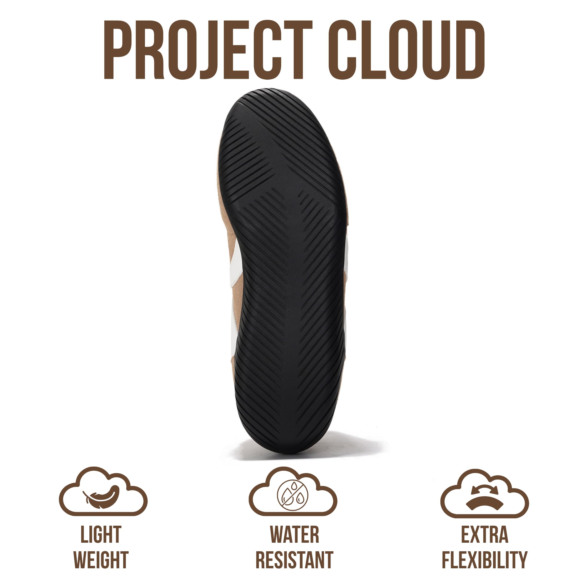 Project Cloud Barefoot Shoes Women – Memory Foam Lace-Up Womens Sneakers – Lightweight & Non Slip Womens Shoes Casual – All-Day Women's Fashion Sneakers for 2026 (Goal, TAN, 7)