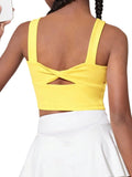 WDIRARA Girl's Twist Back Sports Bras Backless Tank Top Workout Sports Shirts for Gym Yellow 10Y