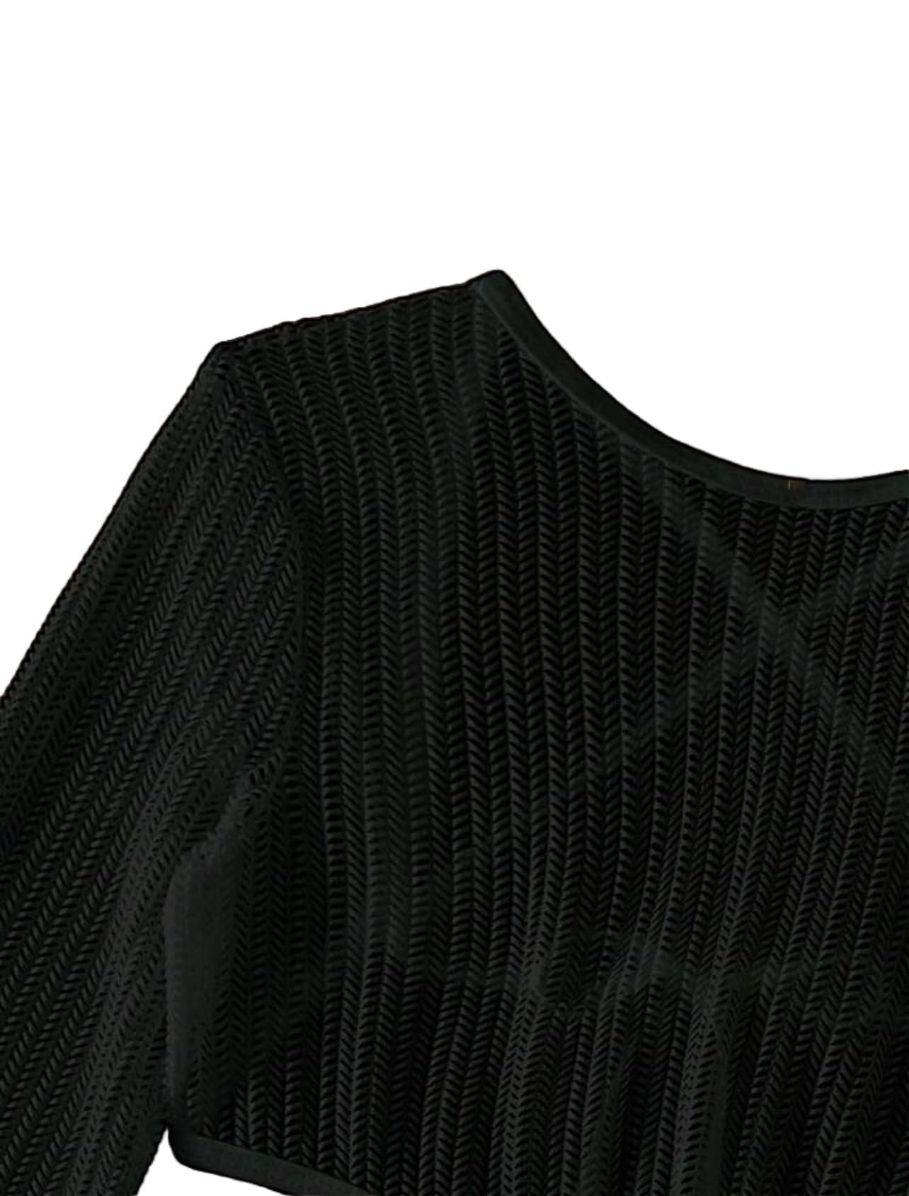 Lilosy Sexy O Ring Cutout Long Sleeve Swimwear Cover Ups Swimsuit One Piece Women Mesh See Through Bathing Suit Sheer Bikini Swim Beach Backless String Tie Side Dress Coverup Black Small