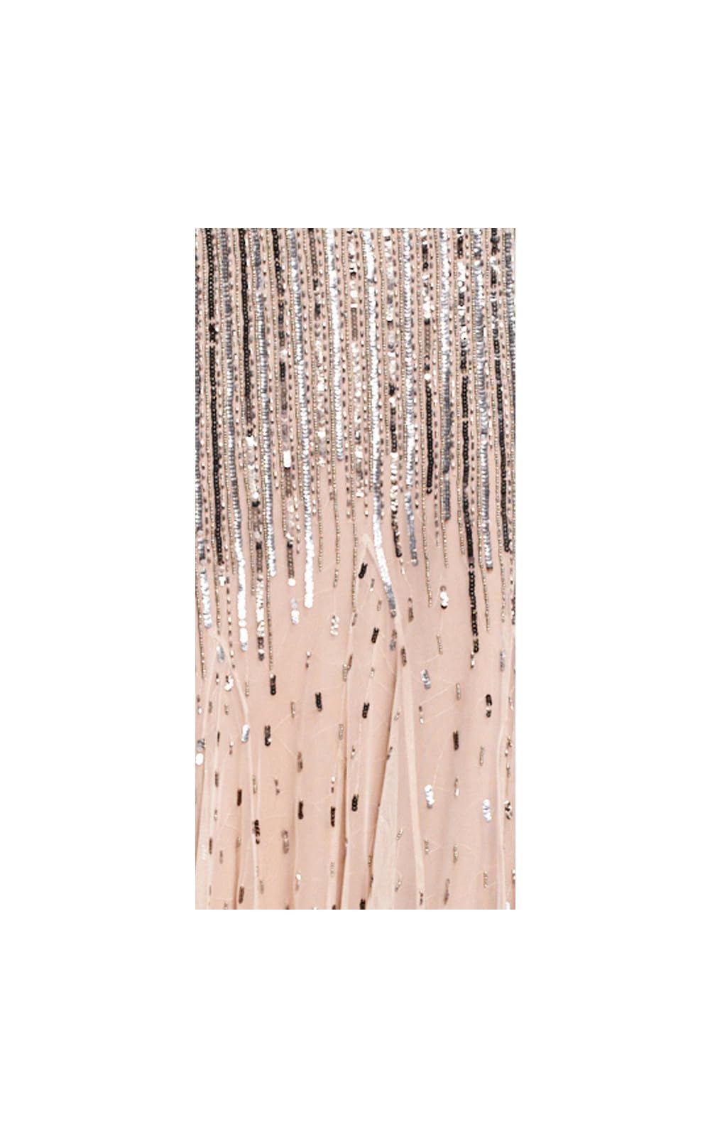 Adrianna Papell Women's Long Beaded V-Neck Dress with Cap Sleeves and Waistband, Nude, 4