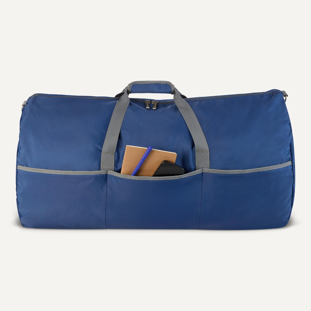 Amazon Essentials Extra Large Foldable Nylon Duffel Bag for Travel/Storage with Zippered Pockets, 32.4", 150L, 50-LBS Capacity, Navy Blue (Previously Amazon Basics)