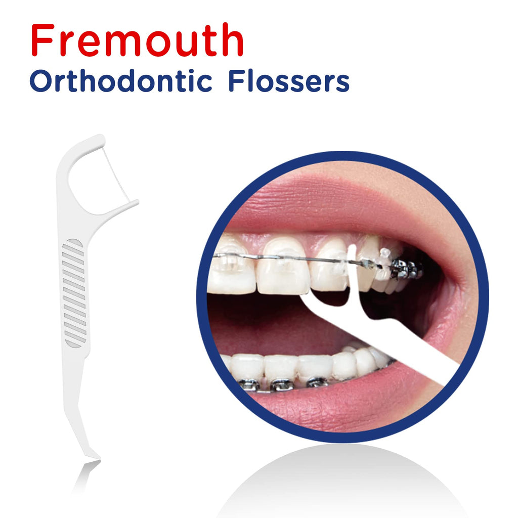 Fremouth Upgraded Orthodontic Flossers for Braces - Ortho Dental Floss Picks, 50 Count (Pack of 2)