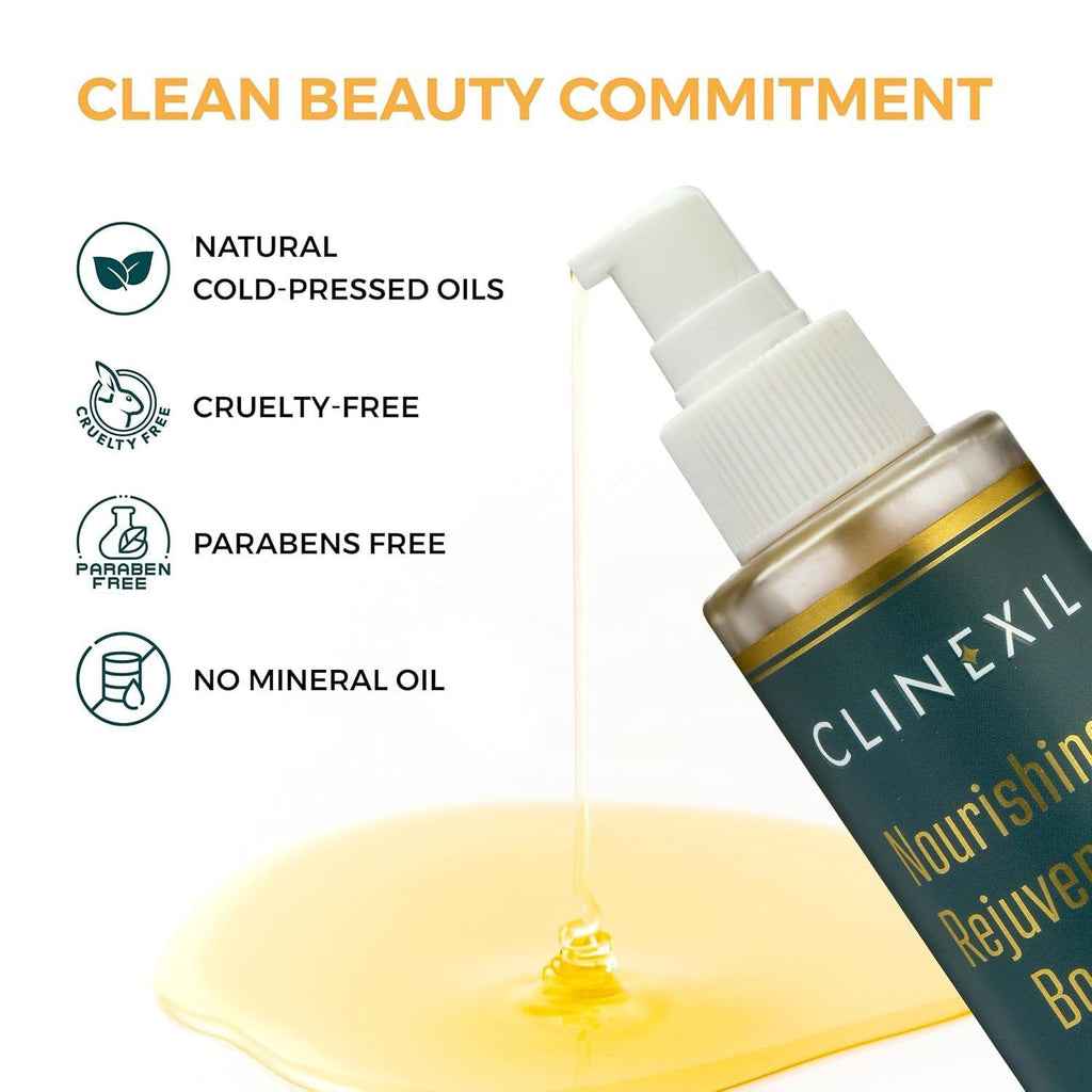 Clinexil After Shower Body Oil for Women- Hydrating & Firming Natural Moisturizer for Dry Skin-Cold Pressed Jojoba, Baobab, Sea Buckthorn & Vitamin E – Non-Greasy, fast absorbing Skin Oil – 3.38 oz