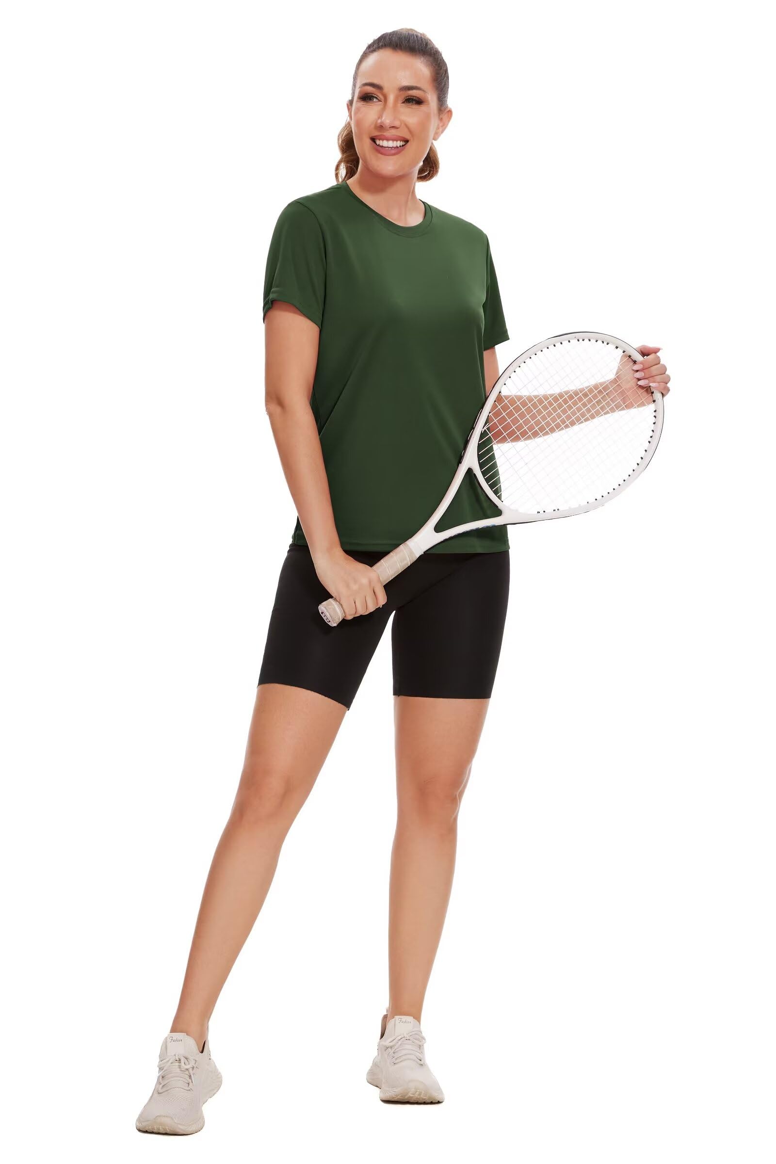 NebuKinex 6 Pack Workout Tops for Women Short Sleeve UPF Sun Protection Athletic T Shirts Quick Dry Tennis Yoga Running Crew Neck Tee-L