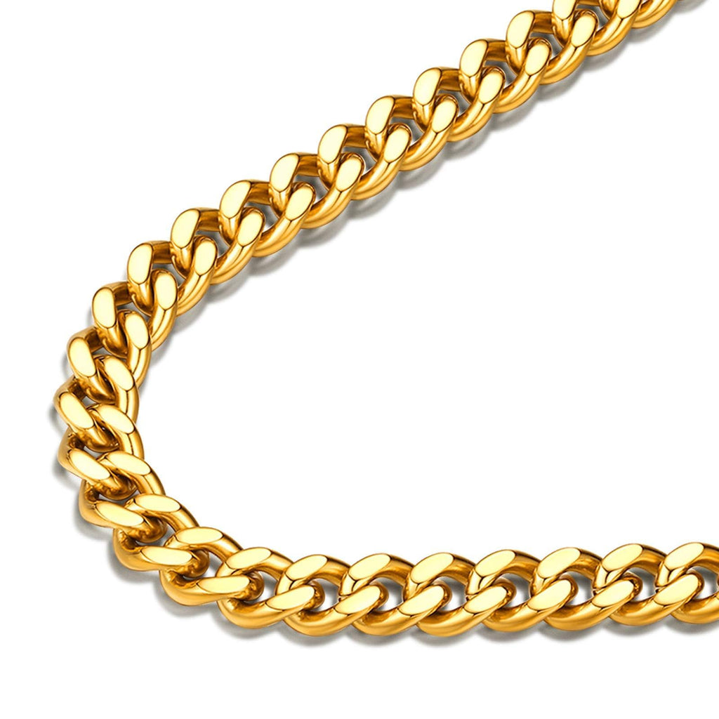 FindChic Rapper Chain Mens Curb Chain Necklace 18K Gold Plated Thick 7MM Heavy Cuban Link Chains for Men Women 20'' Replacement Cross Chain