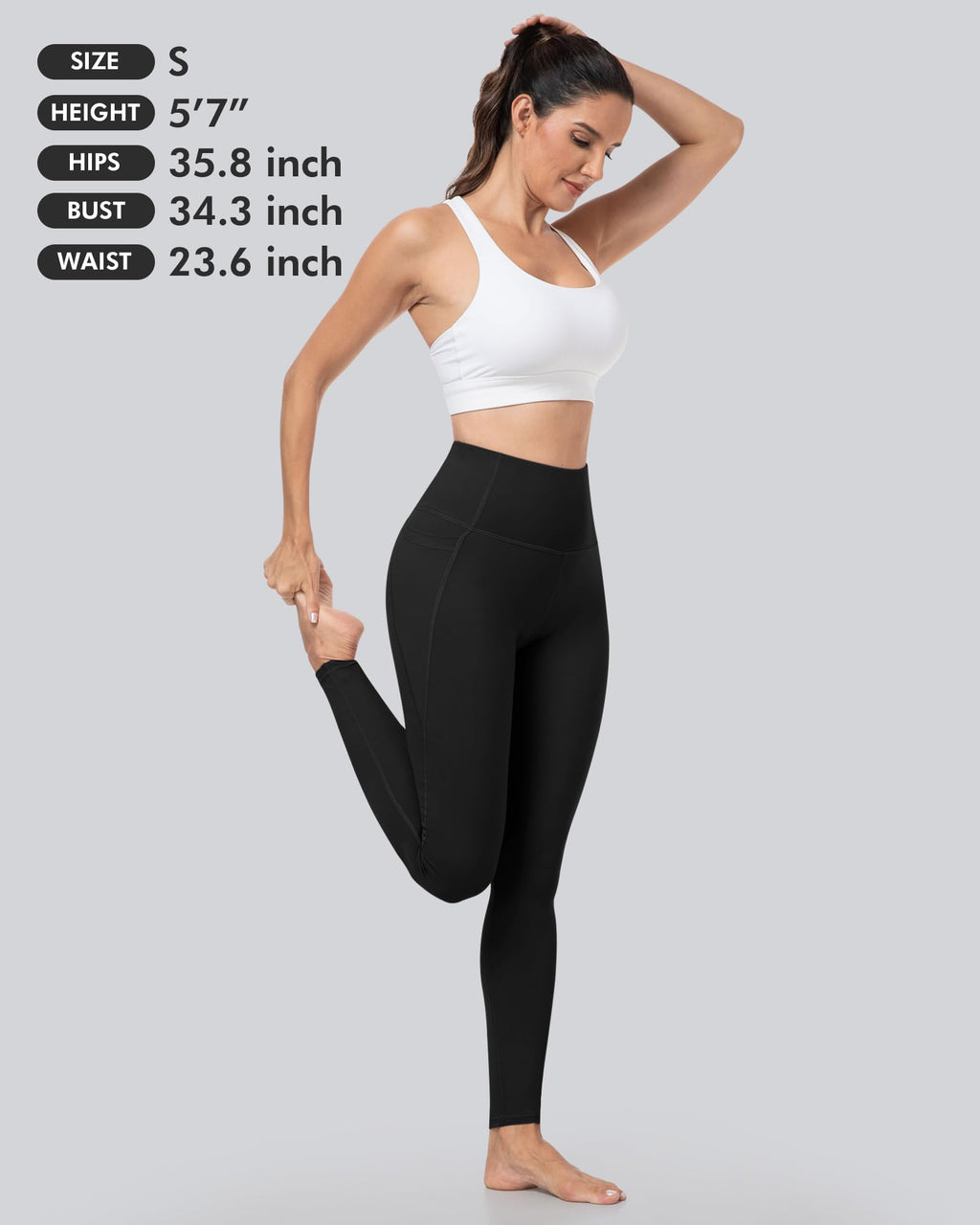 CHRLEISURE Leggings with Pockets for Women - Tummy Control High Waisted Soft Workout Yoga Pants（Black,M）