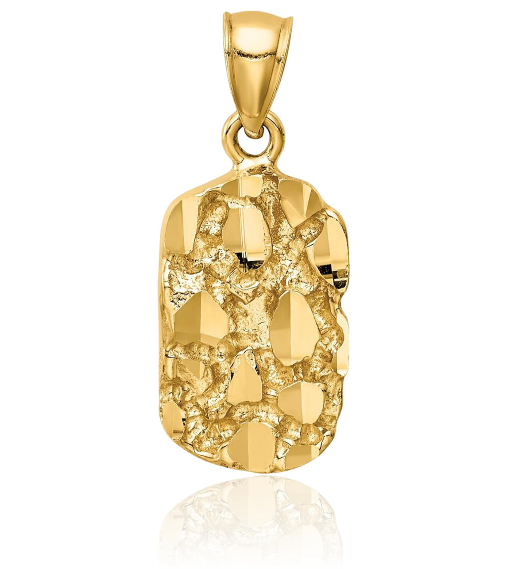 IceCarats 14K Solid Yellow Gold Chunky Nugget Necklace Chain Pendant Charm Only