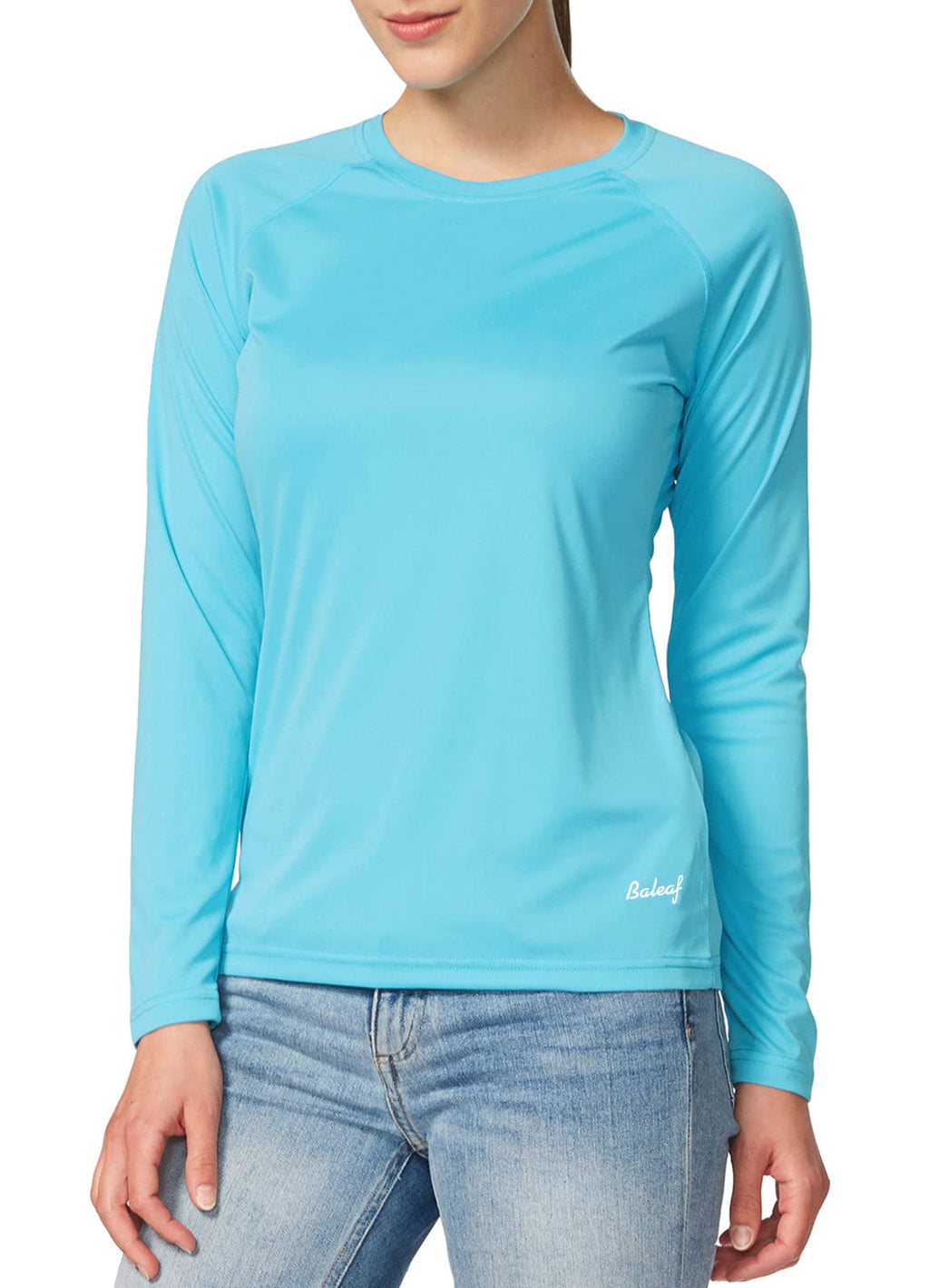 baleaf Women's Long Sleeve Hiking Shirts UPF 50+ Uv Protection SPF Fishing Tops Lightweight Quick Dry Rash Guard Swimwear Outdoor Clothes Blue Size L