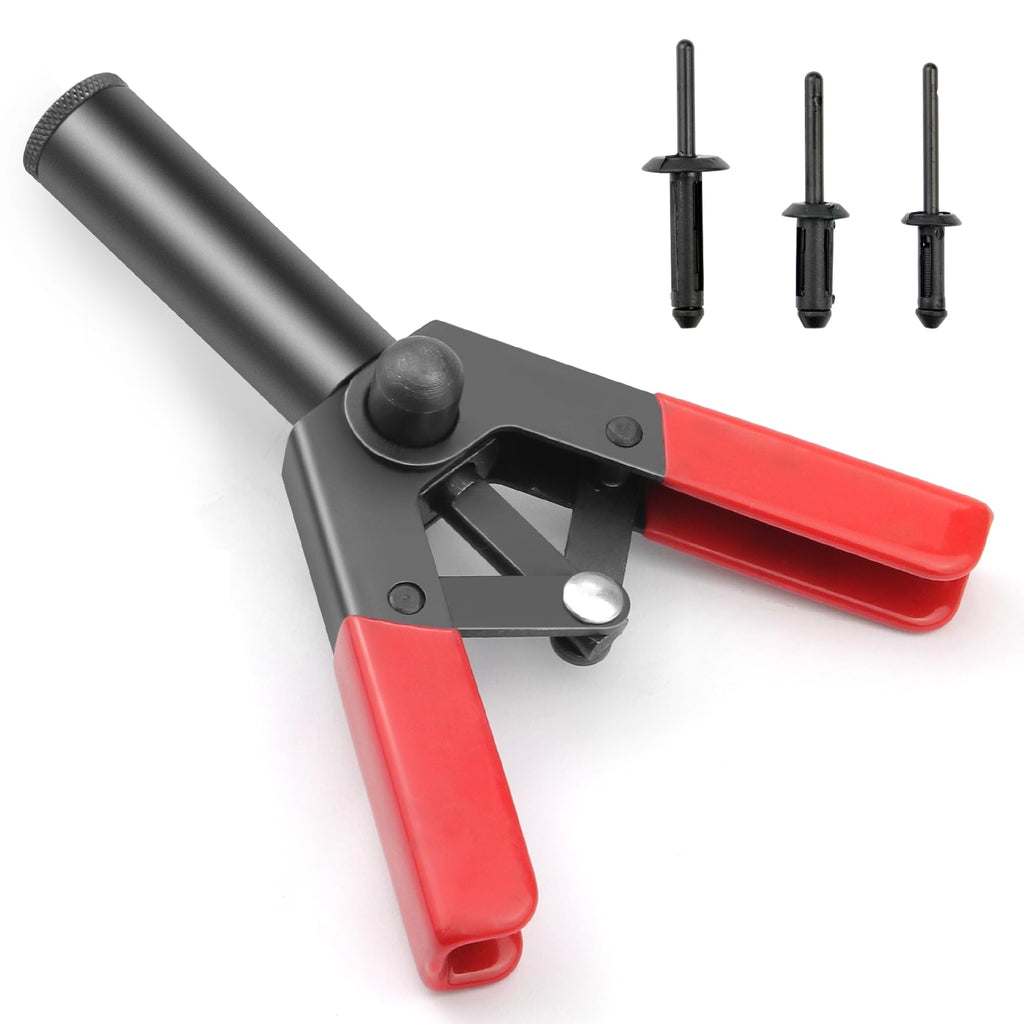 Mejiao Rivet Gun Set with 3 Sizes Nylon Blind Rivets, 30 Pieces, Hand Riveter Suitable for Automotive and More