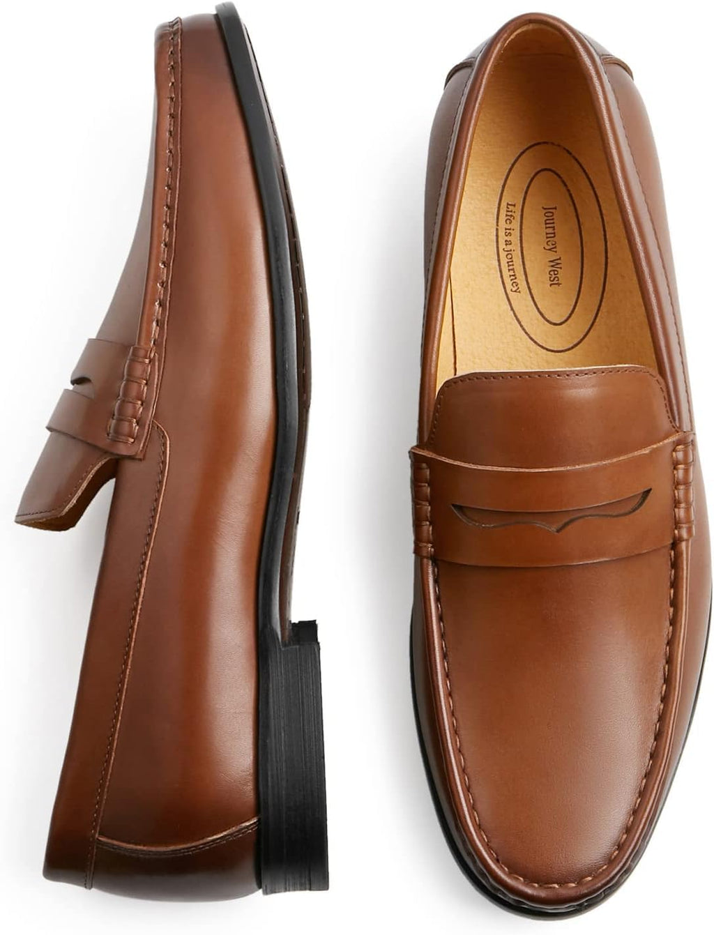 Journey West Mens Dress Shoes Slip on Penny Loafers for Men Tan 8.5