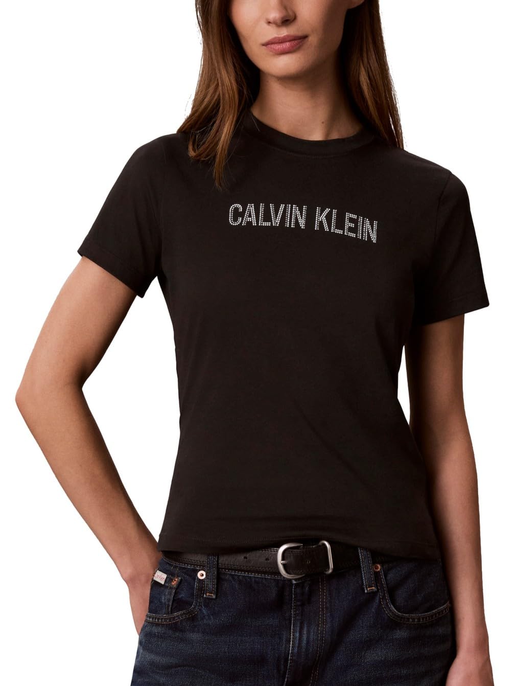 Calvin Klein Slim Fit Cotton Modal Monogram Tee Black