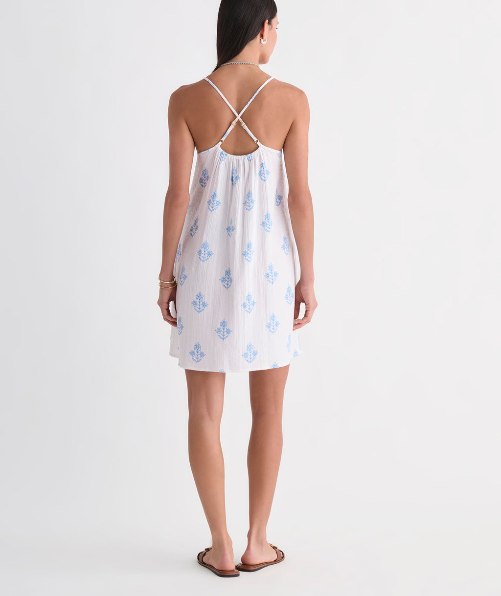 vineyard vines Marnie Gauze Mini Cover-Up Dress, White Cap Print, XS