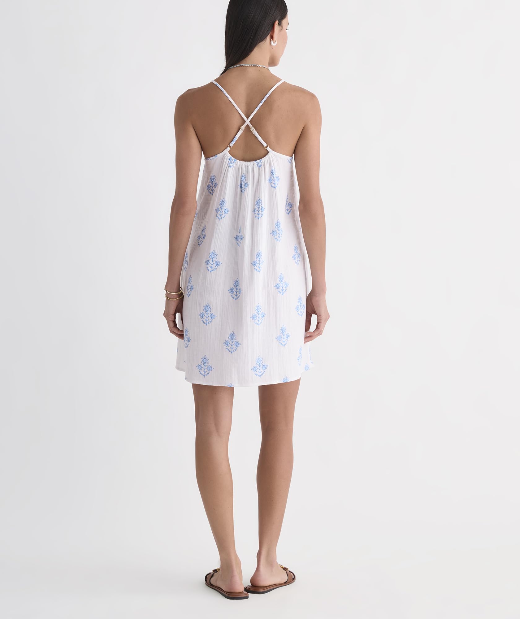 vineyard vines Marnie Gauze Mini Cover-Up Dress, White Cap Print, XS