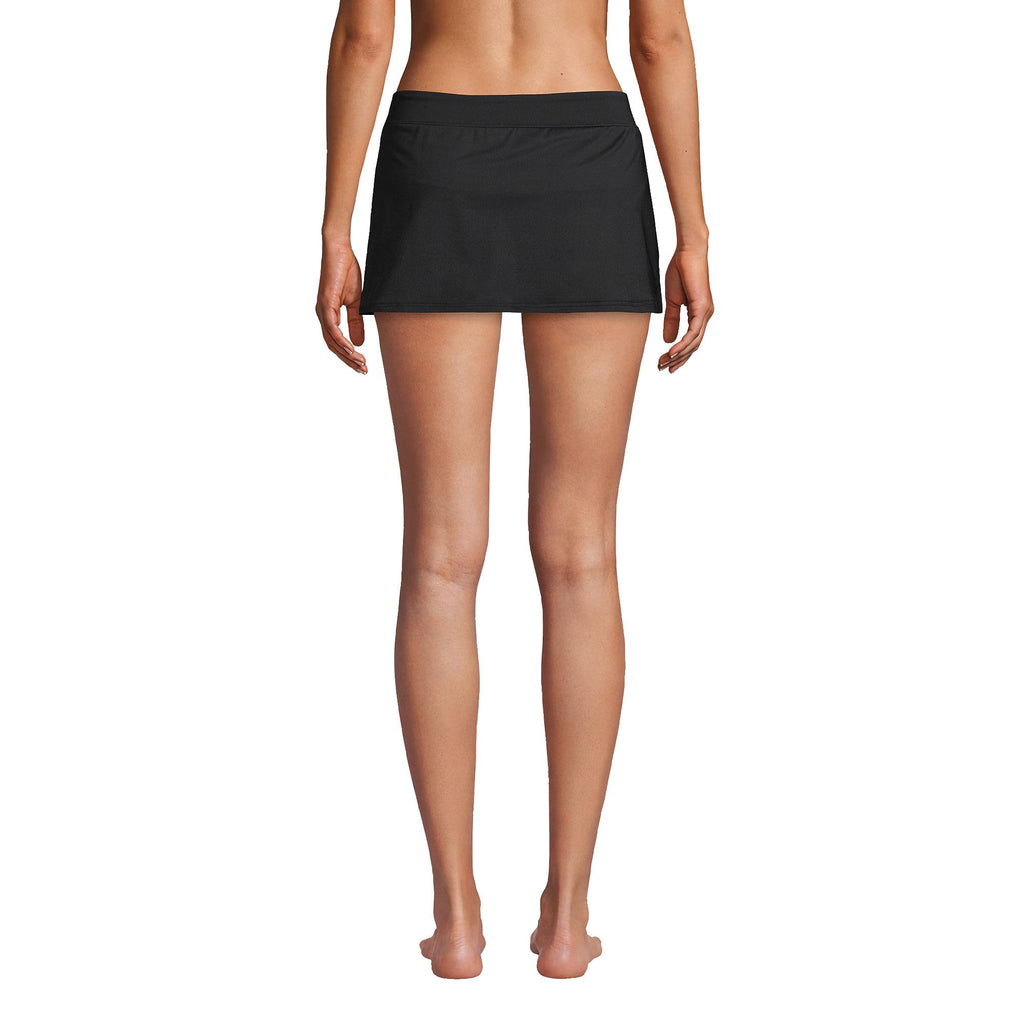 Lands' End Womens Chlorine Resistant Mini Swim Skirt Swim Bottoms Black Regular 4