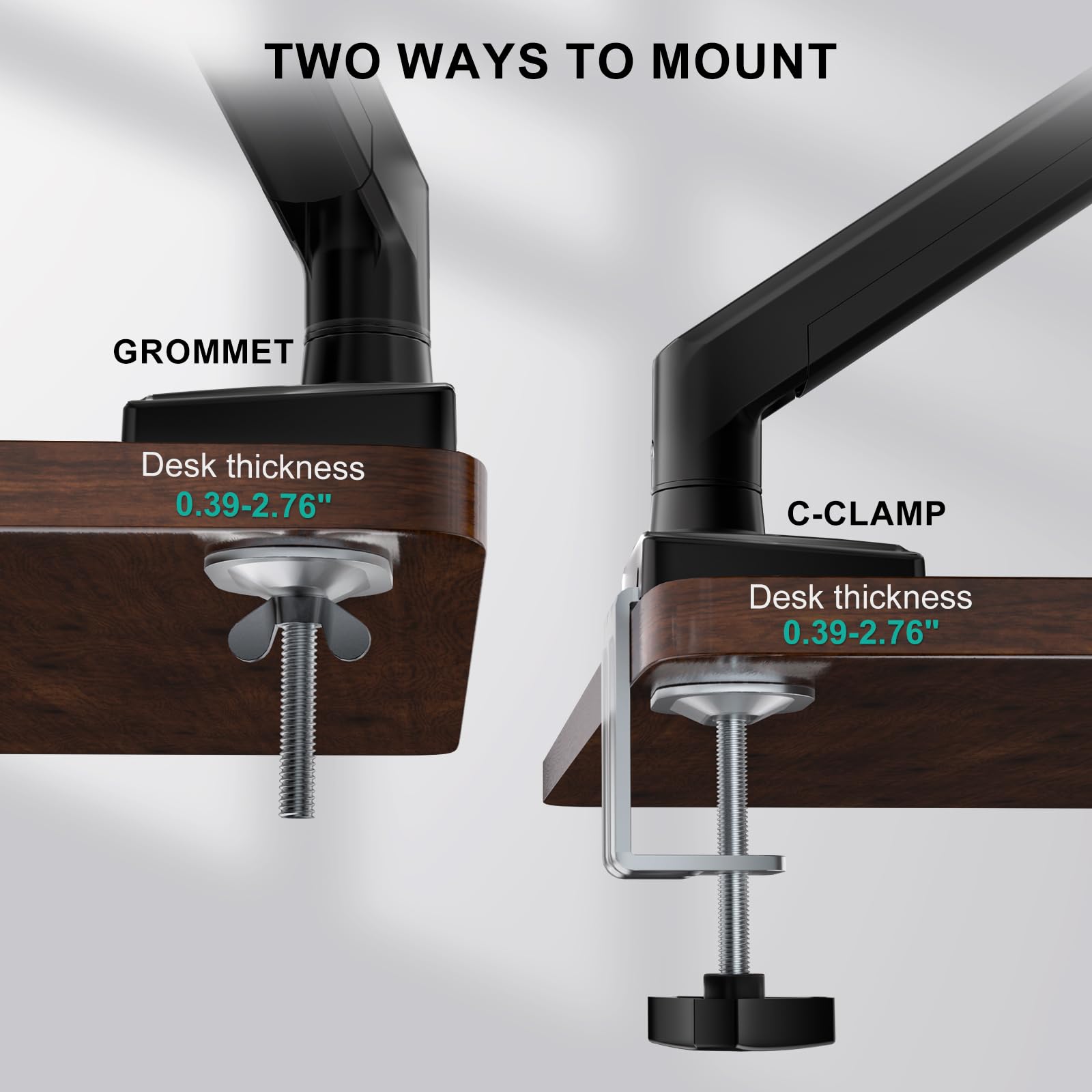 WALI Single Monitor Mount for 13-34 inch Screens, Adjustable Gas Spring Single Monitors Arm, Regular Screen up to 32 inch, 26.4lbs, Computer Monitor Stand for Desk, VESA 75/100mm (GSMP001N), Black