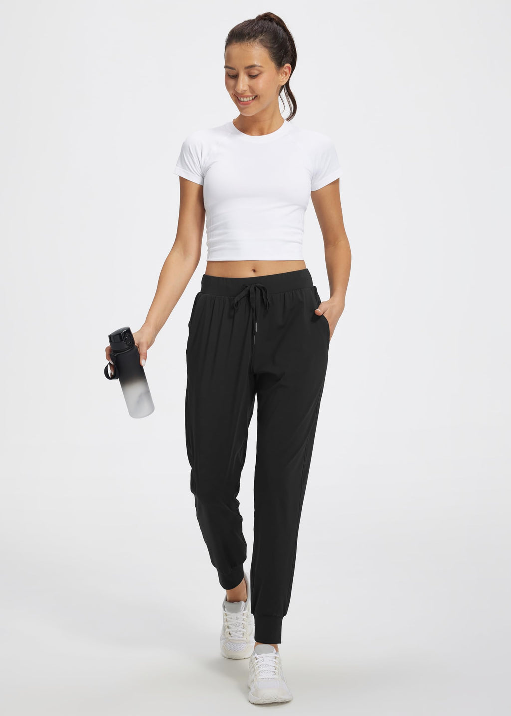 Libin Women's Joggers Pants Athletic Sweatpants with Pockets, Black M